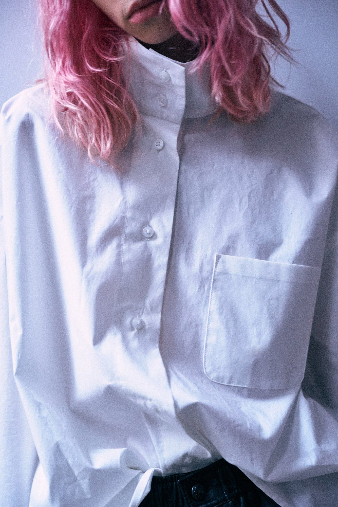 Tall Collar Boyfriend Button Up Shirt - White - R13