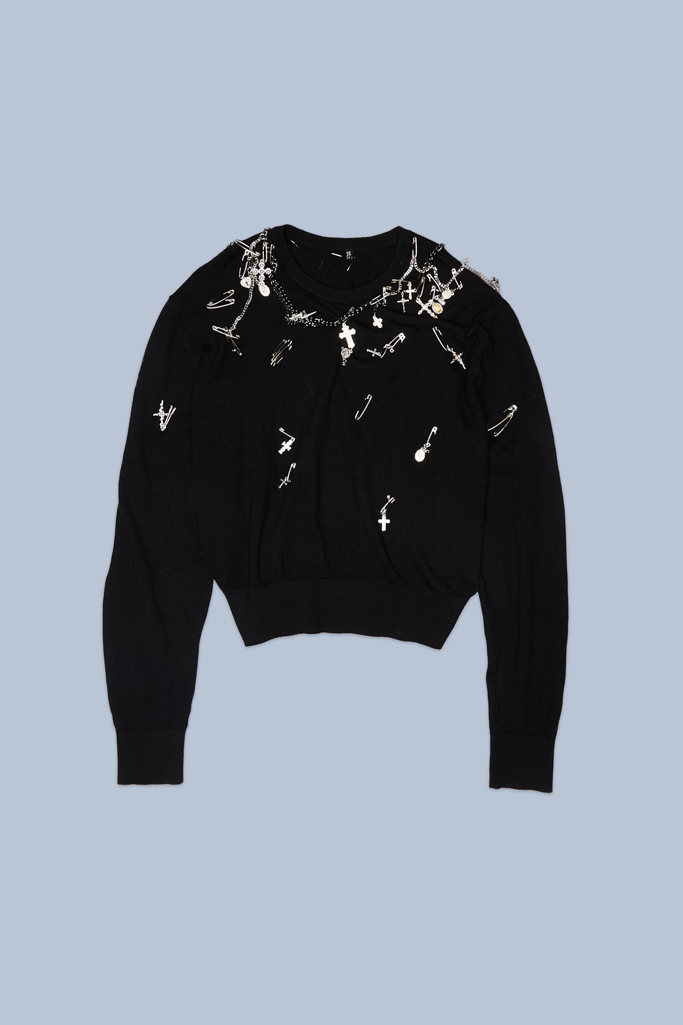 TIGHT WAIST CREWNECK SWEATER - BLACK - R13