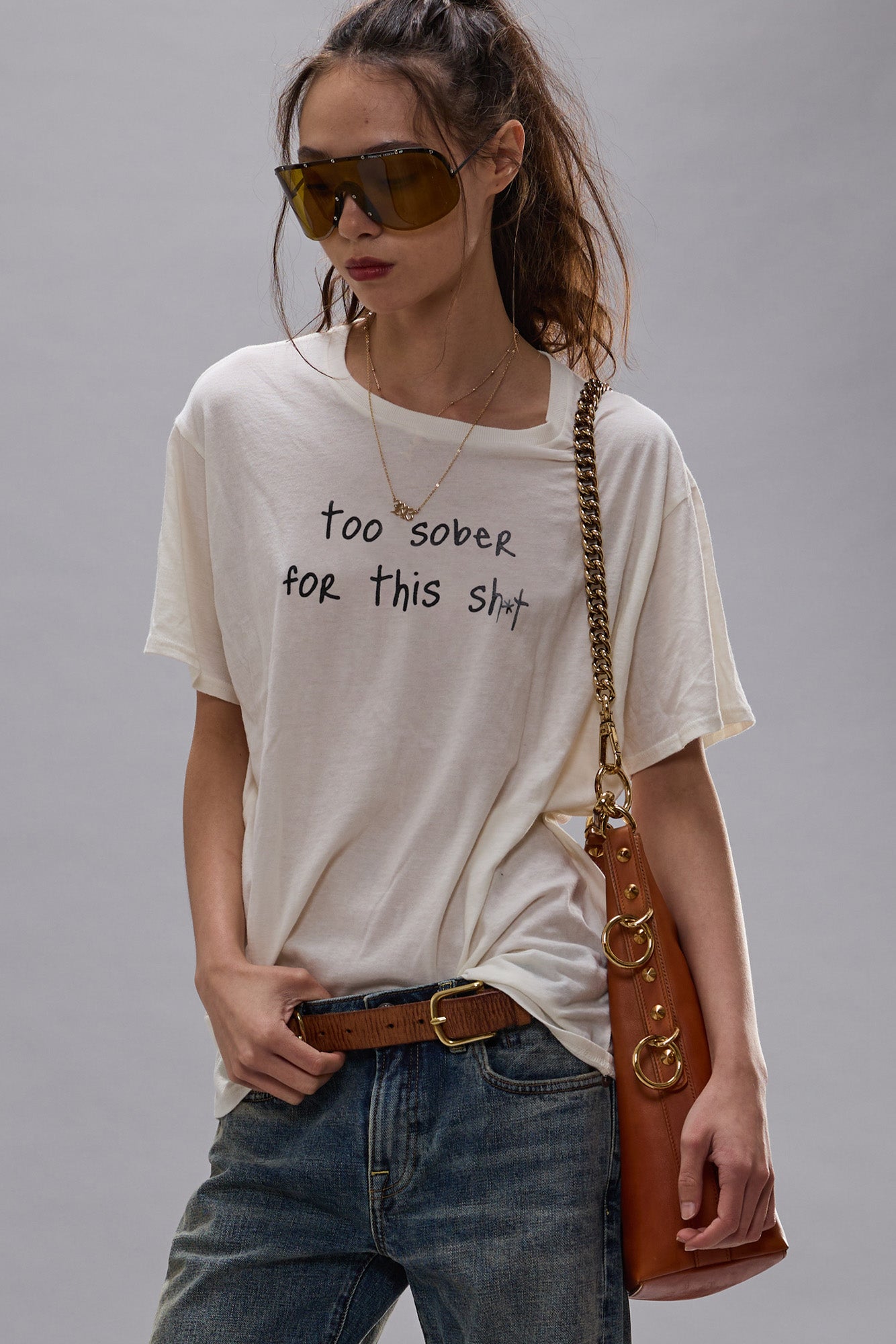 TOO SOBER BOY T (CENSORED) - ECRU WHITE