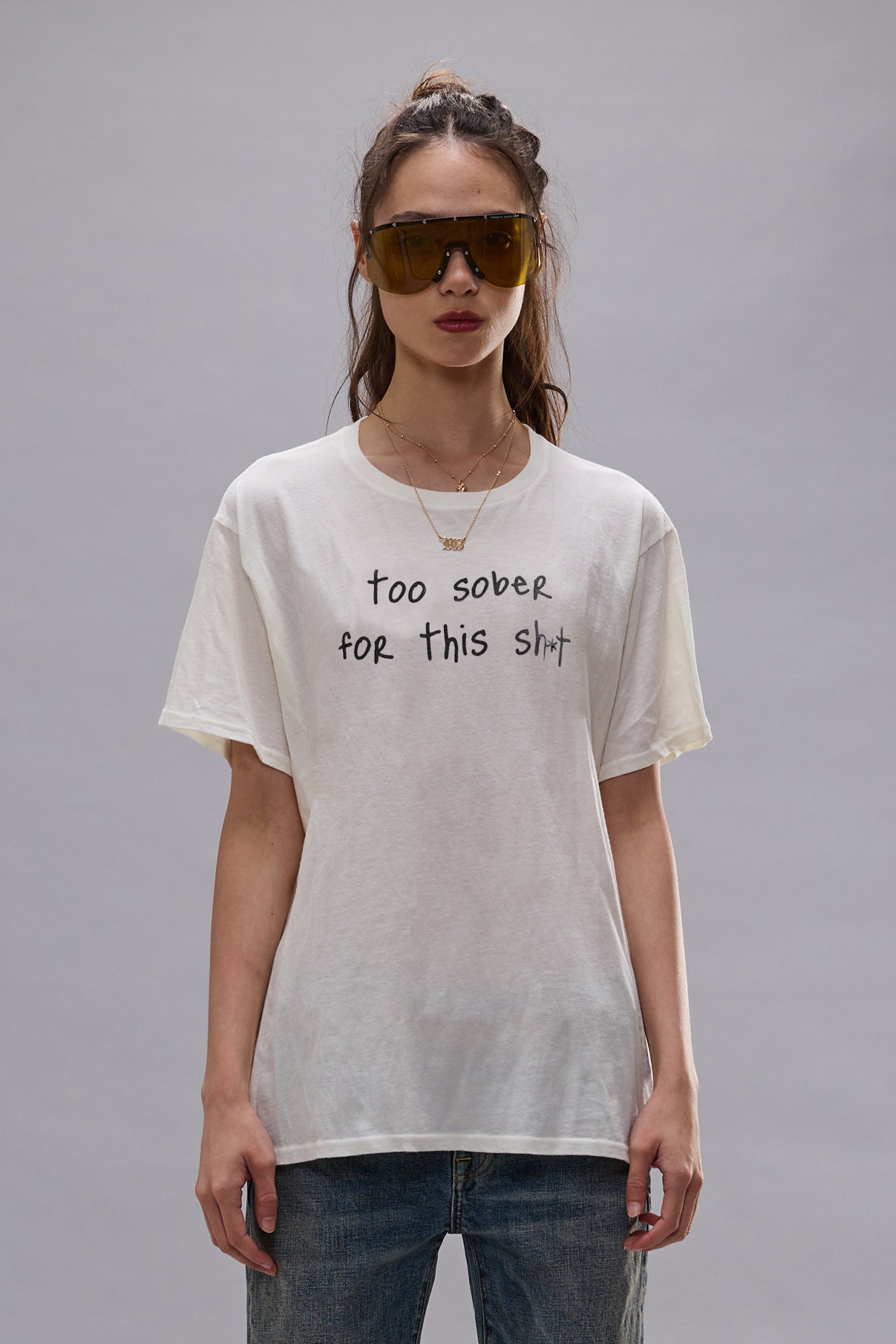 TOO SOBER BOY T (CENSORED) - ECRU WHITE - R13