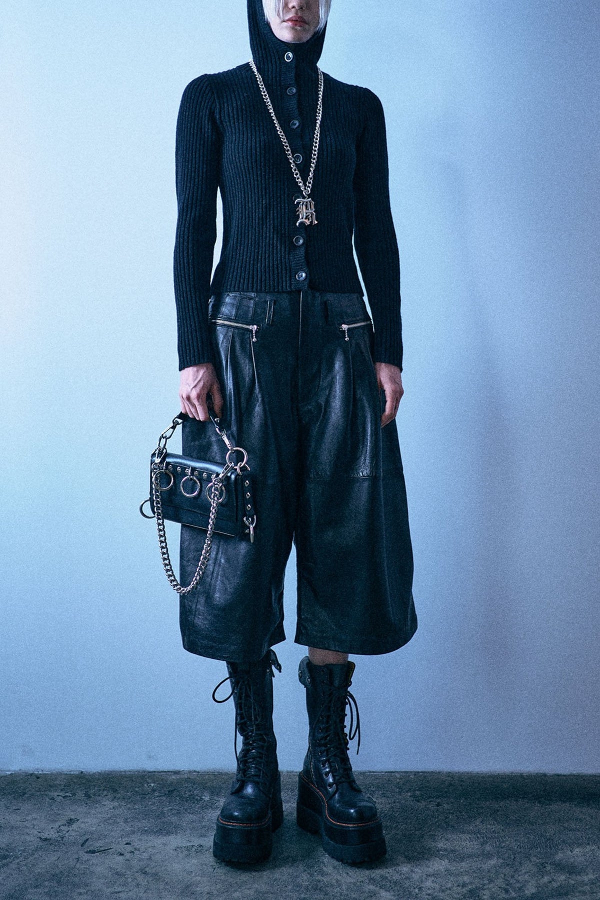 Triple Pleat Leather Culotte - Black - R13