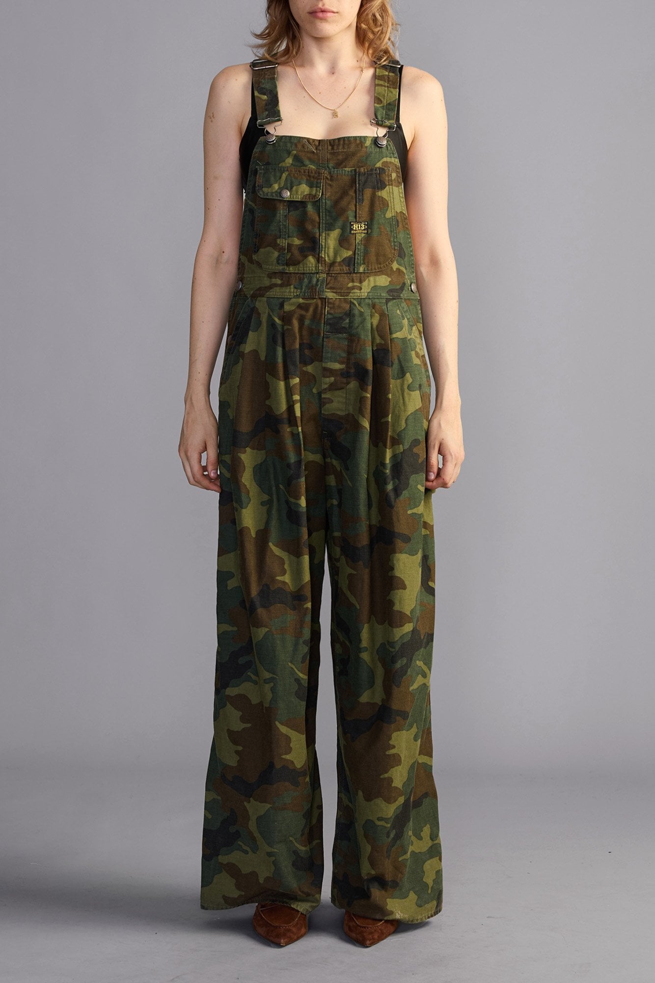 Triple Pleat Overall - Green Camo Back Sateen - R13