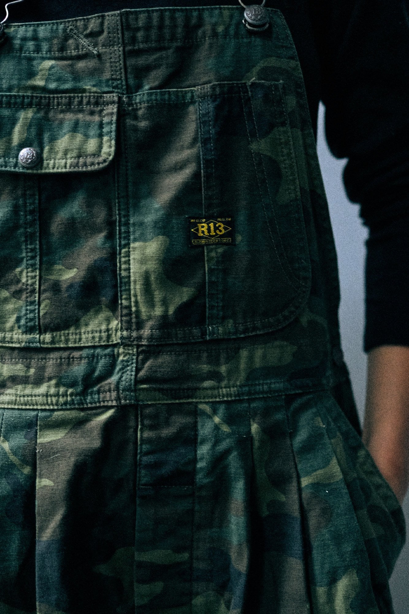 Triple Pleat Overall - Green Camo Back Sateen - R13