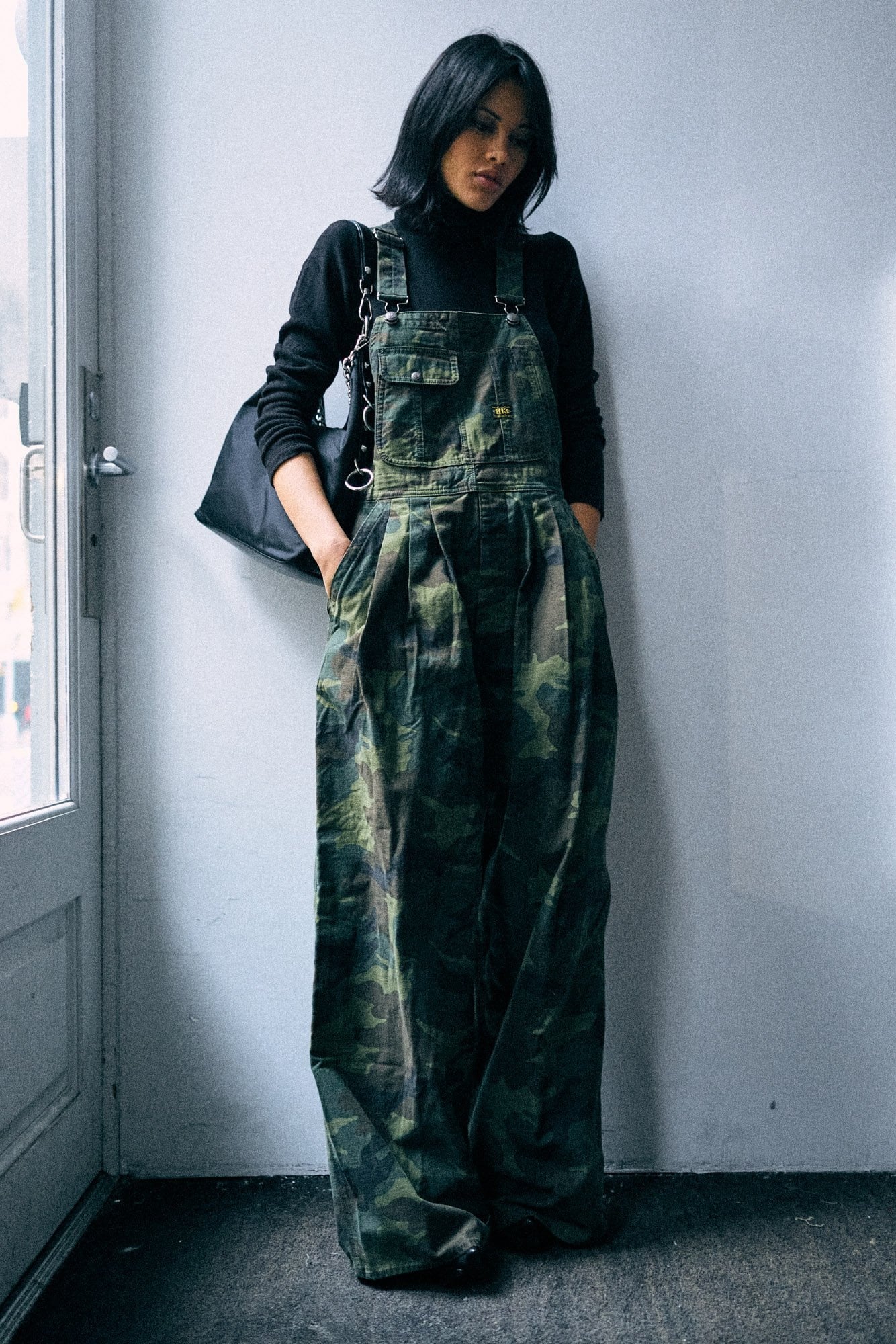 Triple Pleat Overall - Green Camo Back Sateen - R13