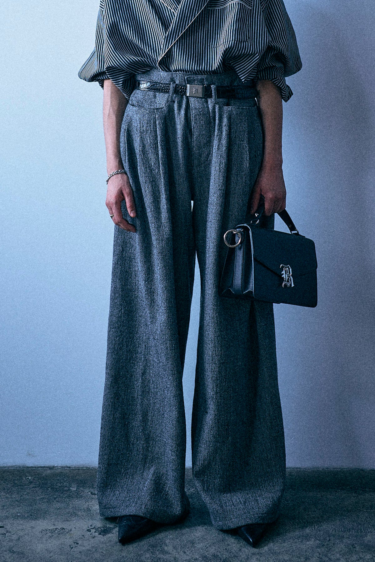 Triple Pleat Pant - Black And White Mini Check - R13