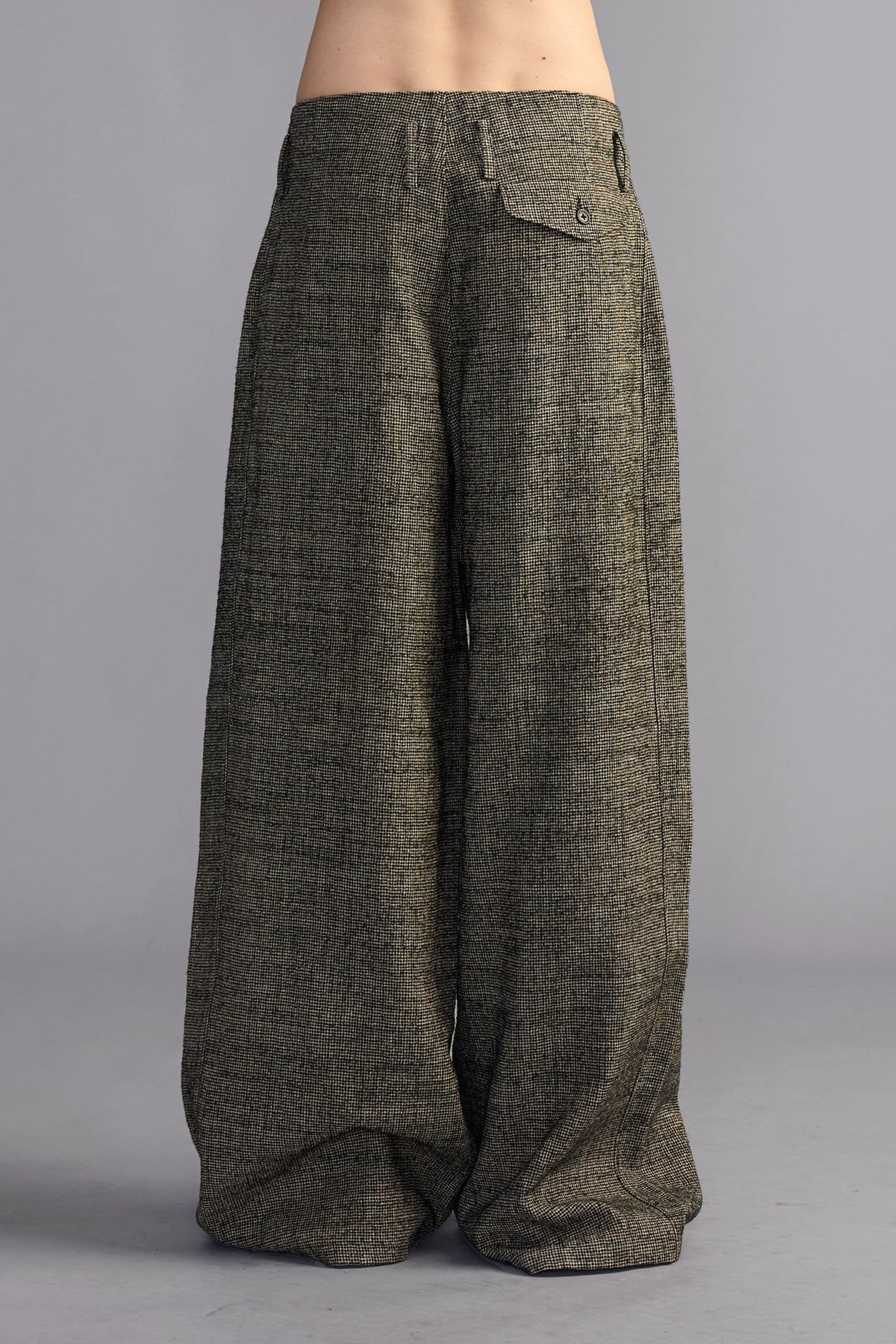 Triple Pleat Pant - Khaki Black Mini Houndstooth - R13