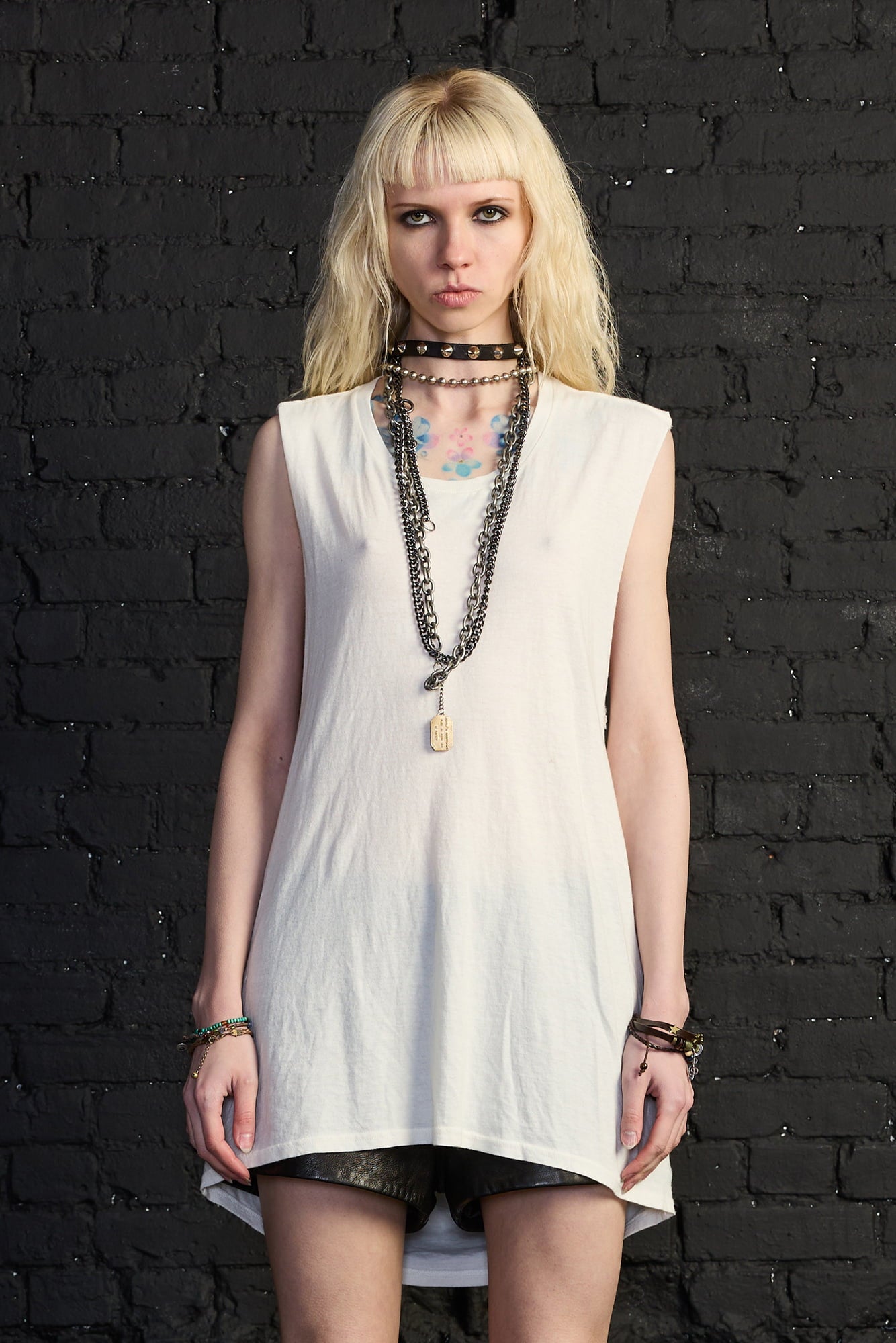 Twisted Back Sleeveless T - Off White - R13
