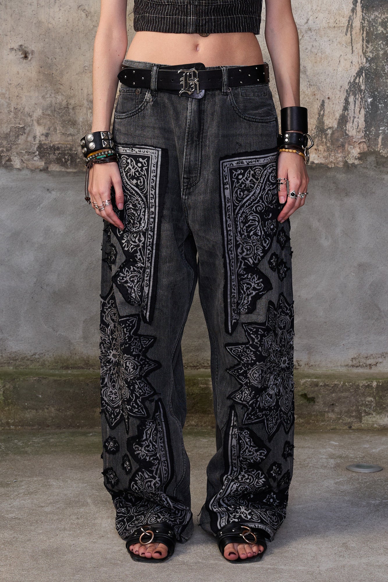 VENTI JEAN - BLACK ASH BANDANA APPLIQUE - R13