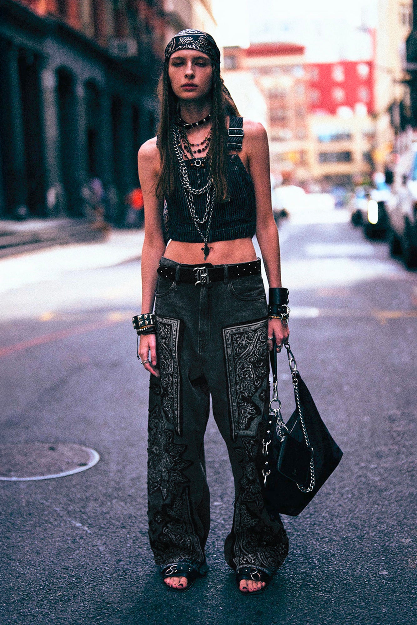 VENTI JEAN - BLACK ASH BANDANA APPLIQUE