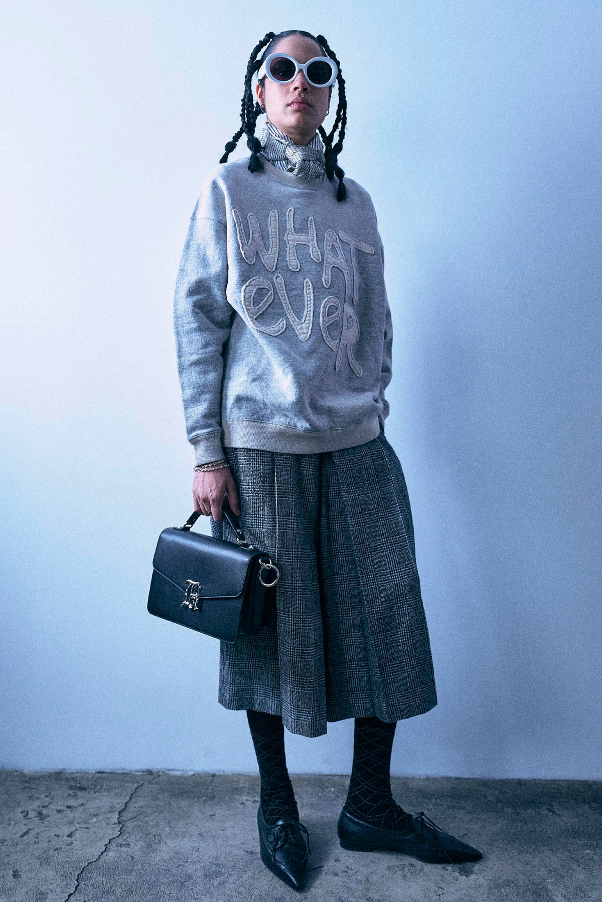 Whatever 13 Oversized Crewneck - Heather Grey With Oatmeal - R13