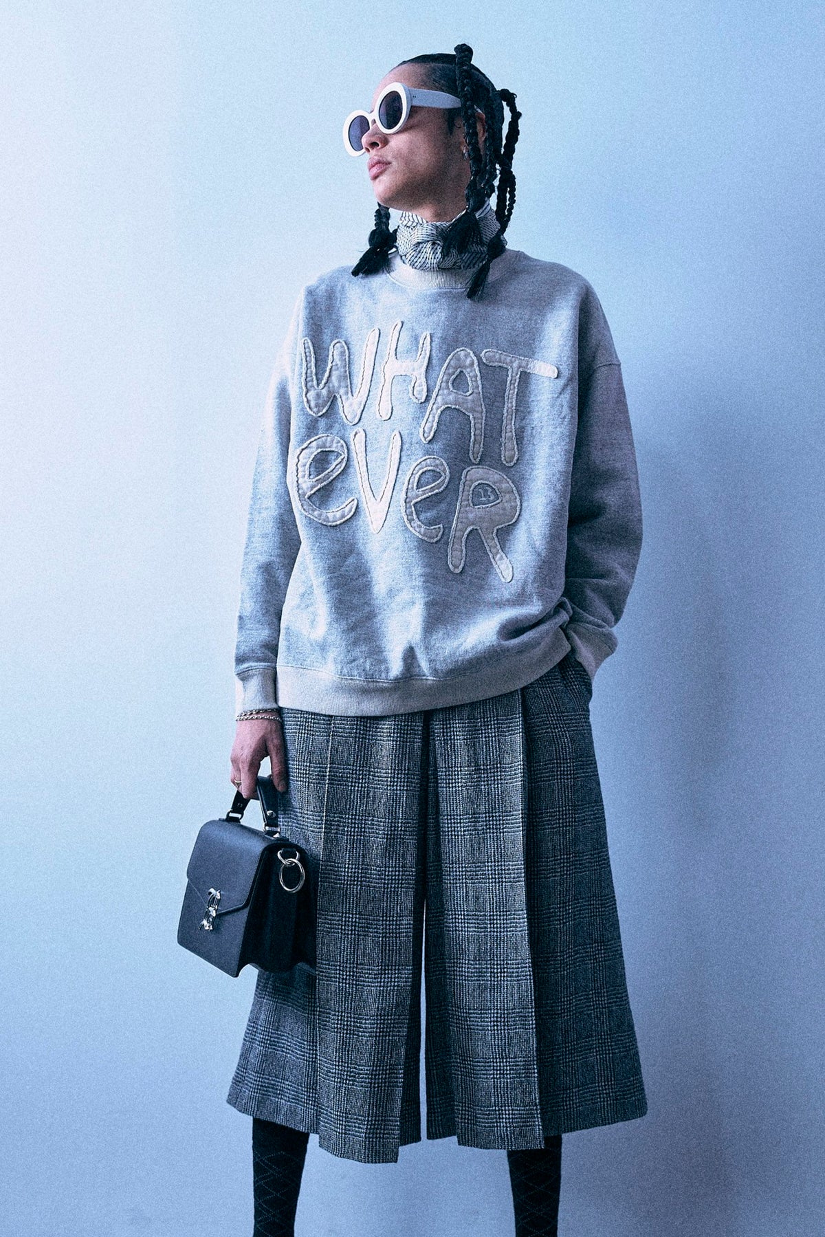 Whatever 13 Oversized Crewneck - Heather Grey With Oatmeal - R13