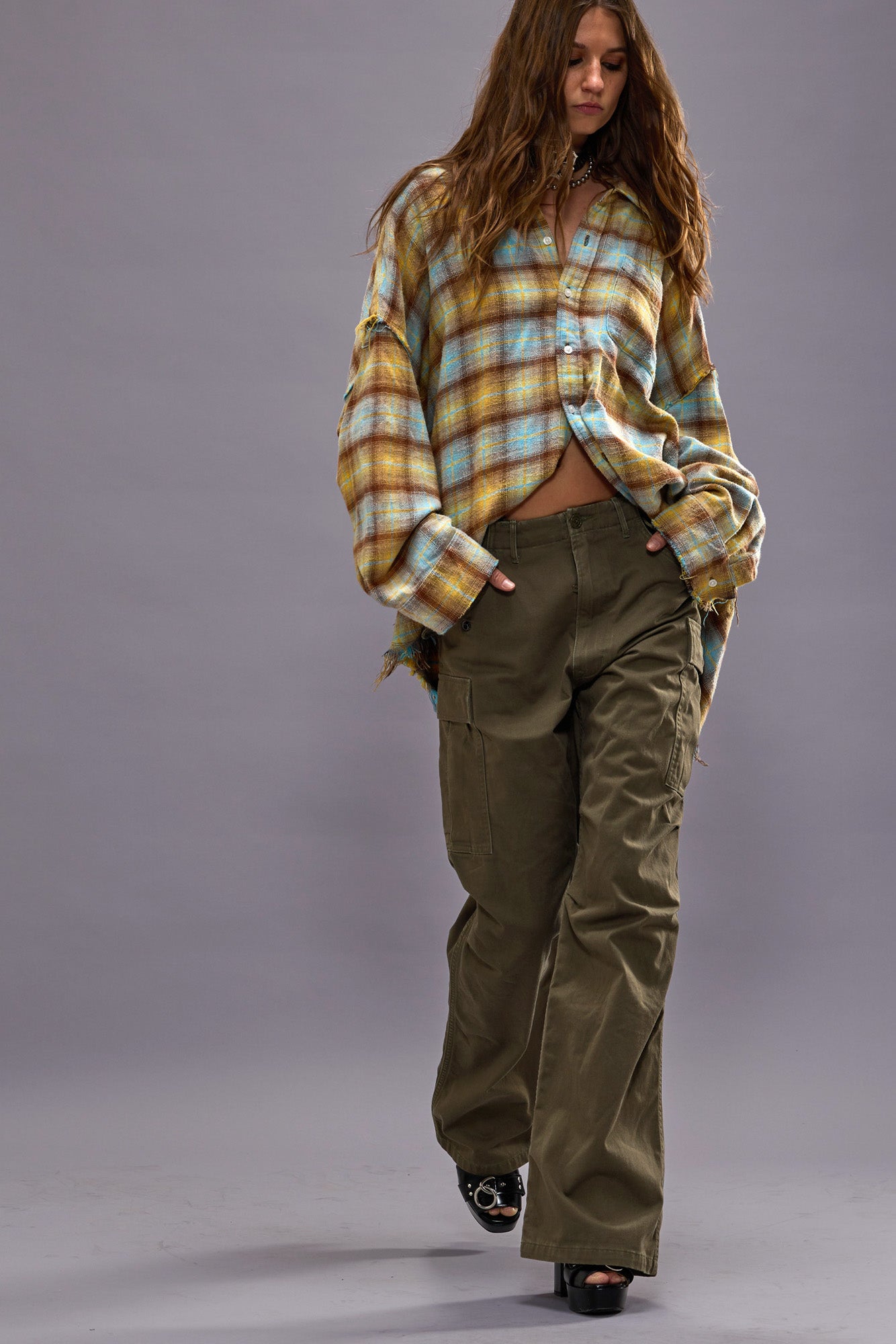 WIDE LEG CARGO - OLIVE - R13