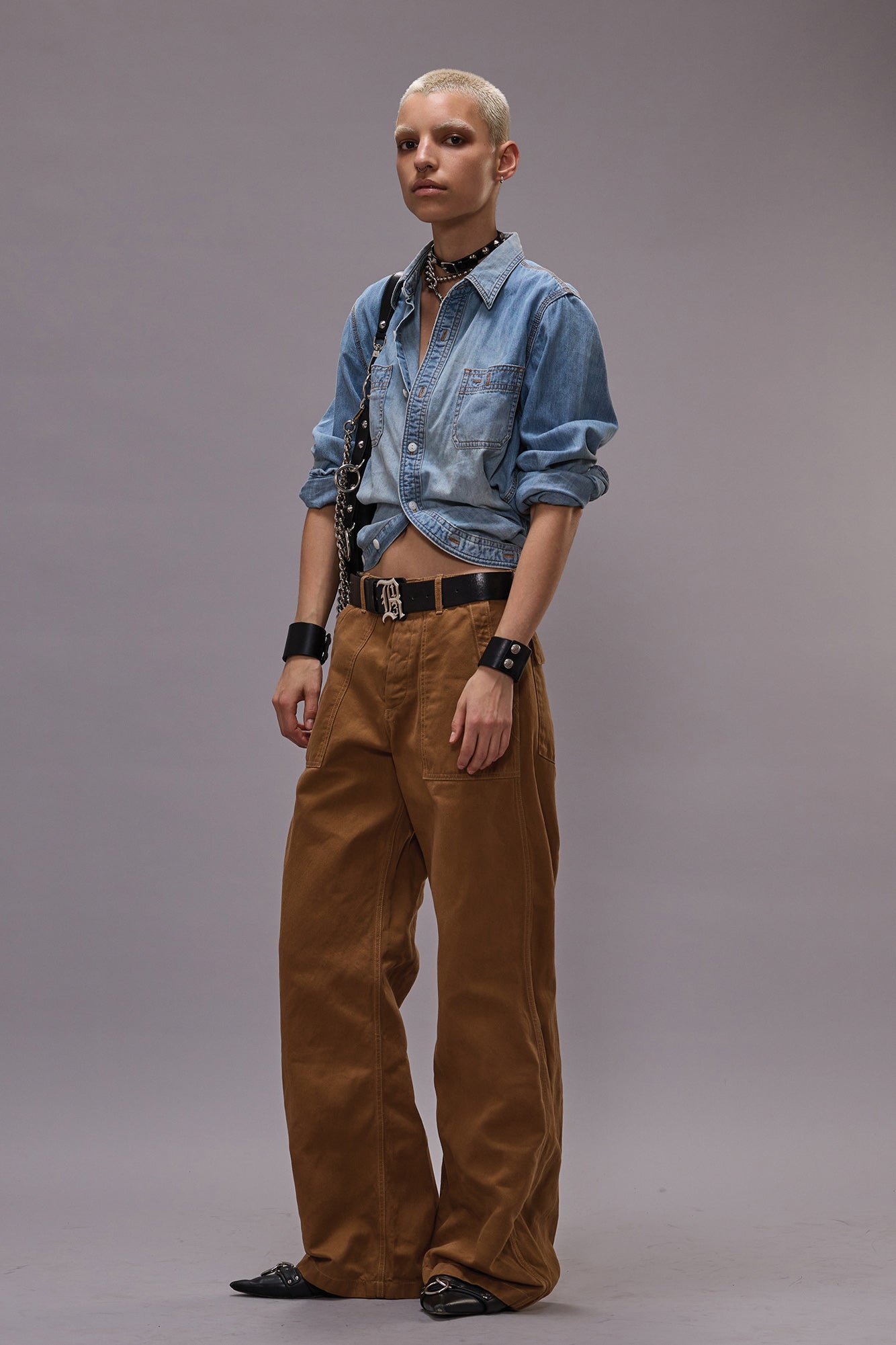 WIDE LEG UTILITY PANT - LIGHT BROWN - R13