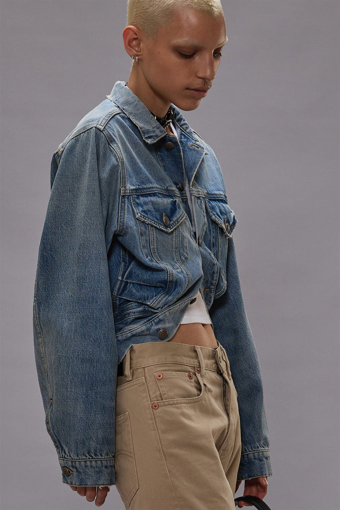 WRAP AROUND TRUCKER JACKET - MERRIN BLUE
