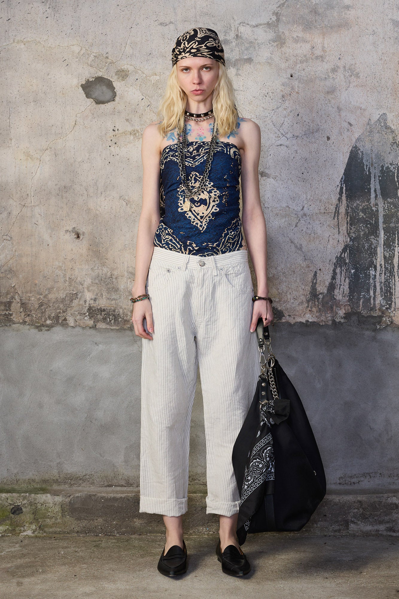 X-BOYFRIEND 5-POCKET PANT - WHITE AND BLACK STRIPE - R13