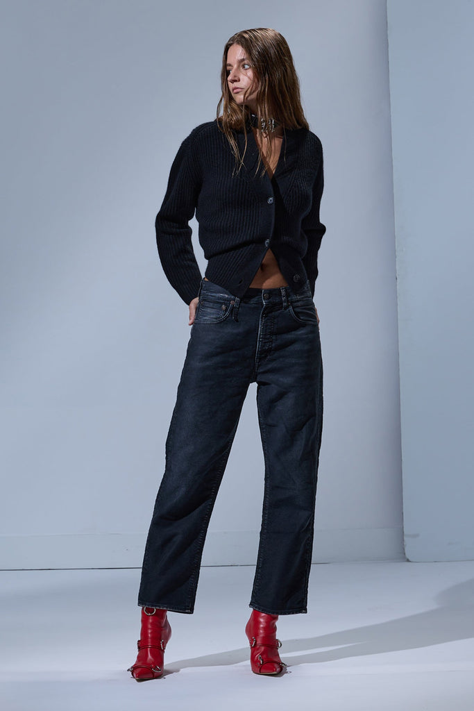 X-Boyfriend Jean - Black Garment Dyed Moleskin