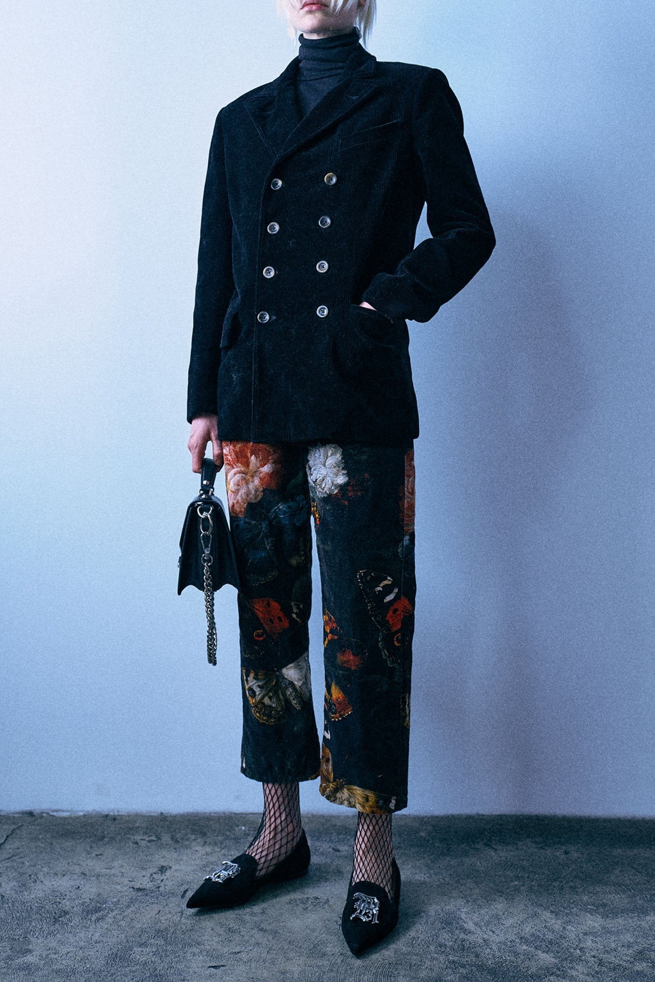 X-Boyfriend Pant - Floral Butterfly On Black