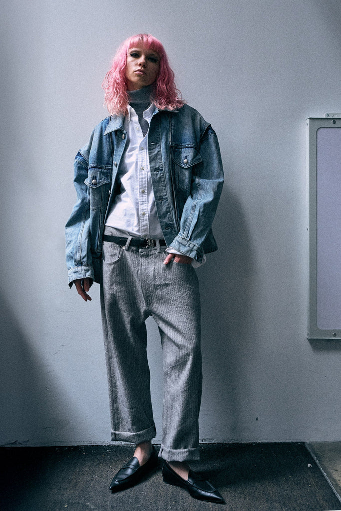 X-Boyfriend Pant - Light Grey Stripe
