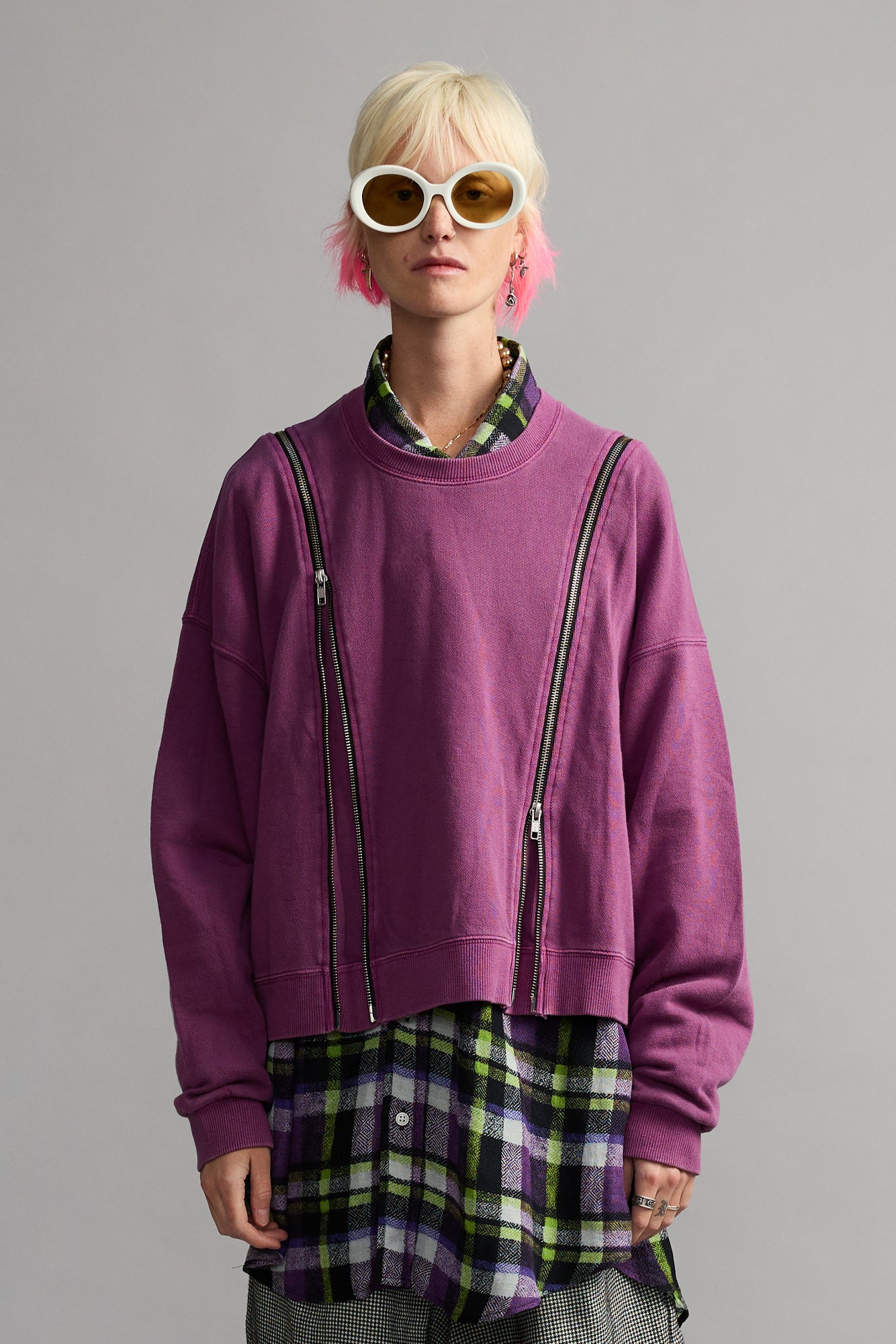 ZIPPERED CREWNECK - PURPLE PLUM - R13