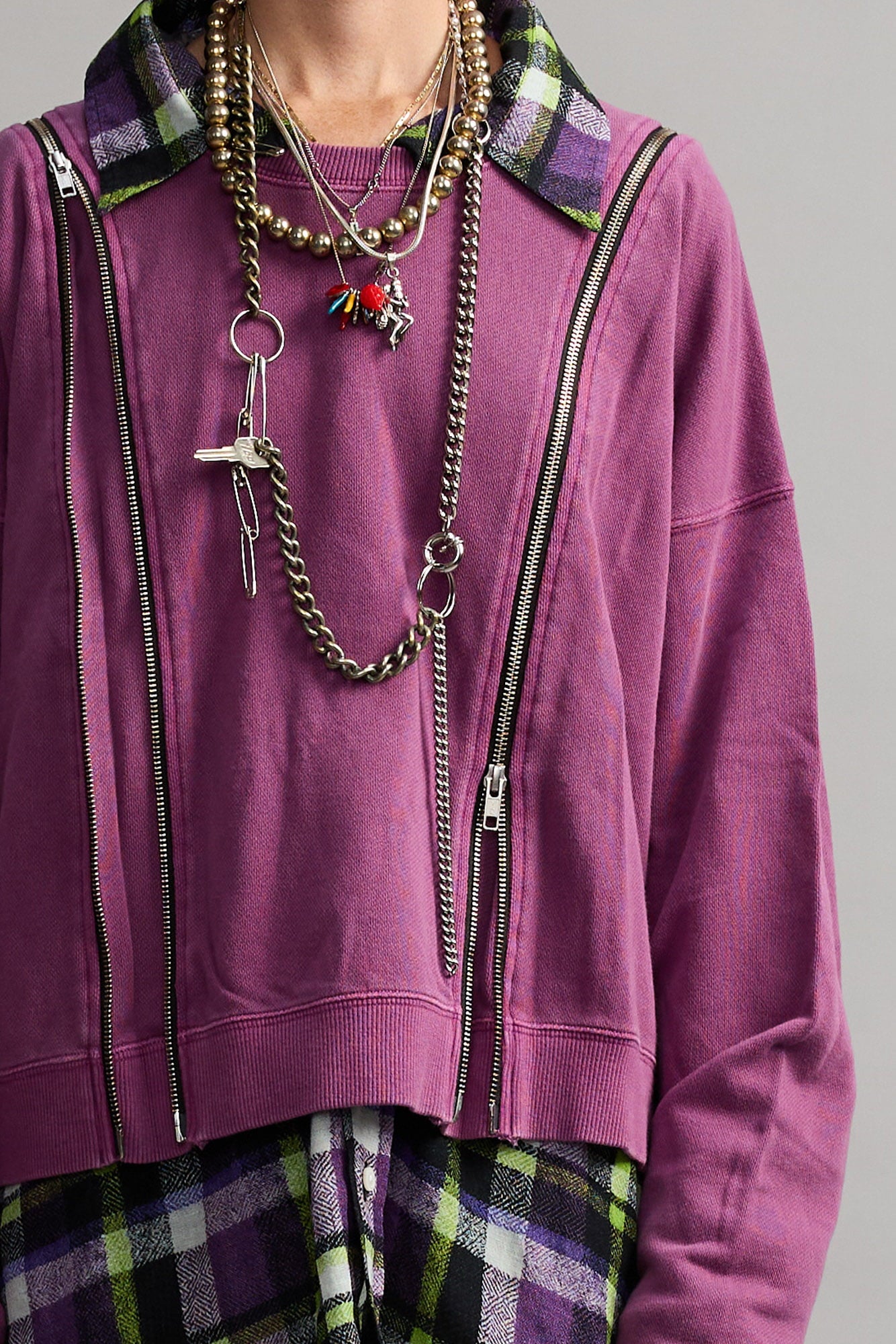 ZIPPERED CREWNECK - PURPLE PLUM - R13