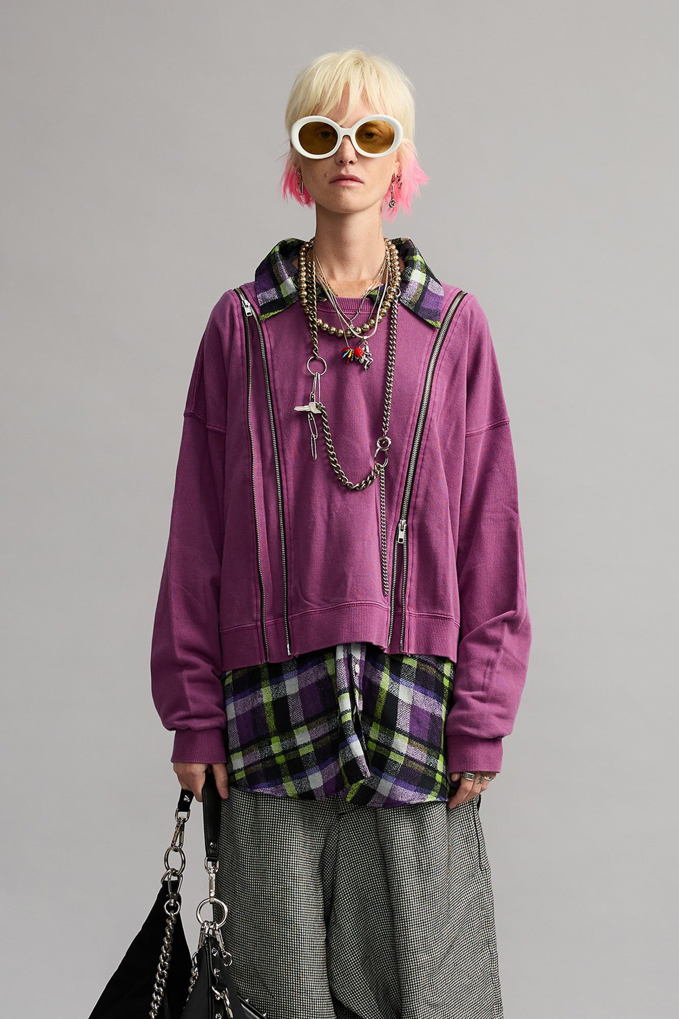 ZIPPERED CREWNECK - PURPLE PLUM - R13