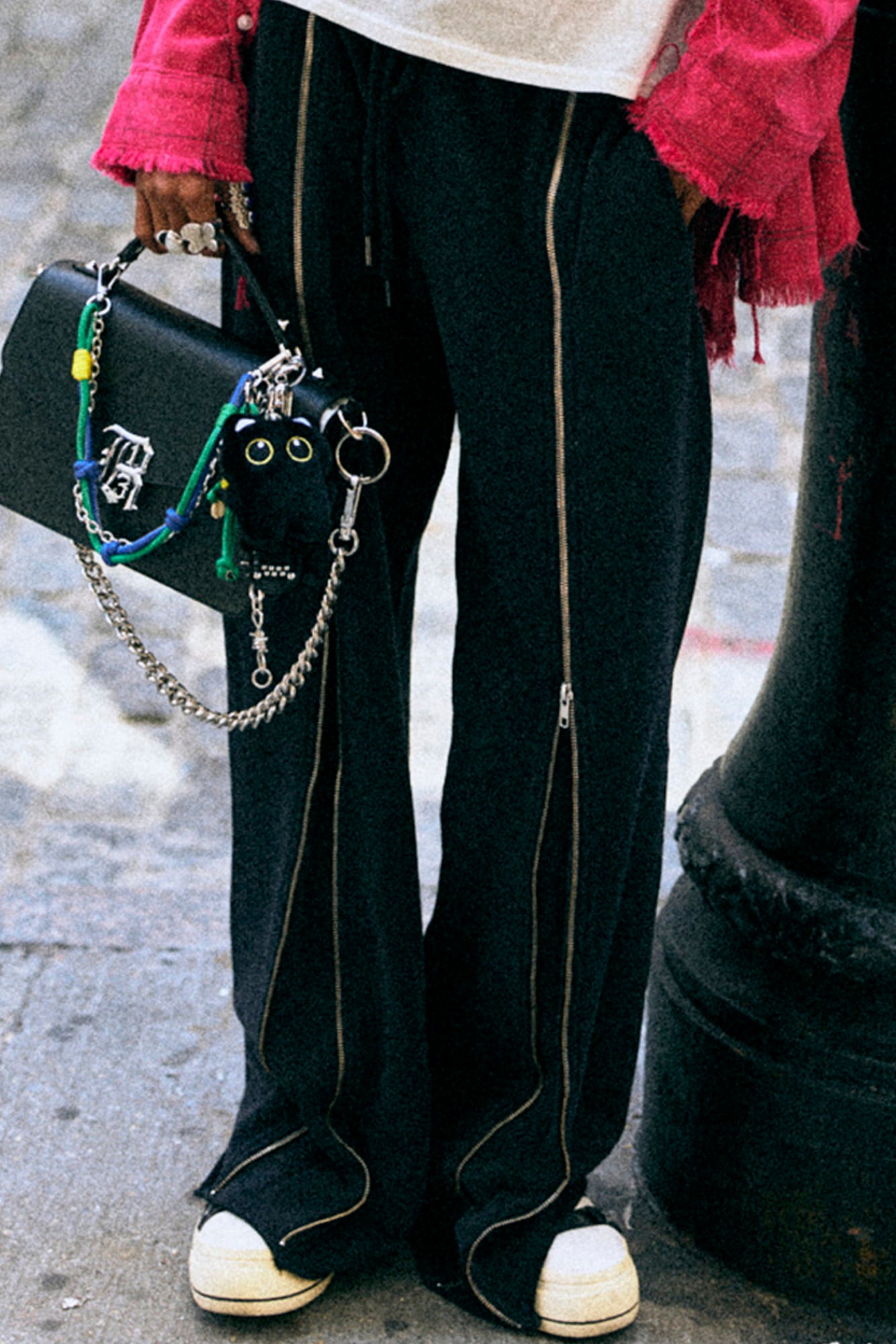 ZIPPERED WIDE LEG SWEATPANT - BLACK - R13