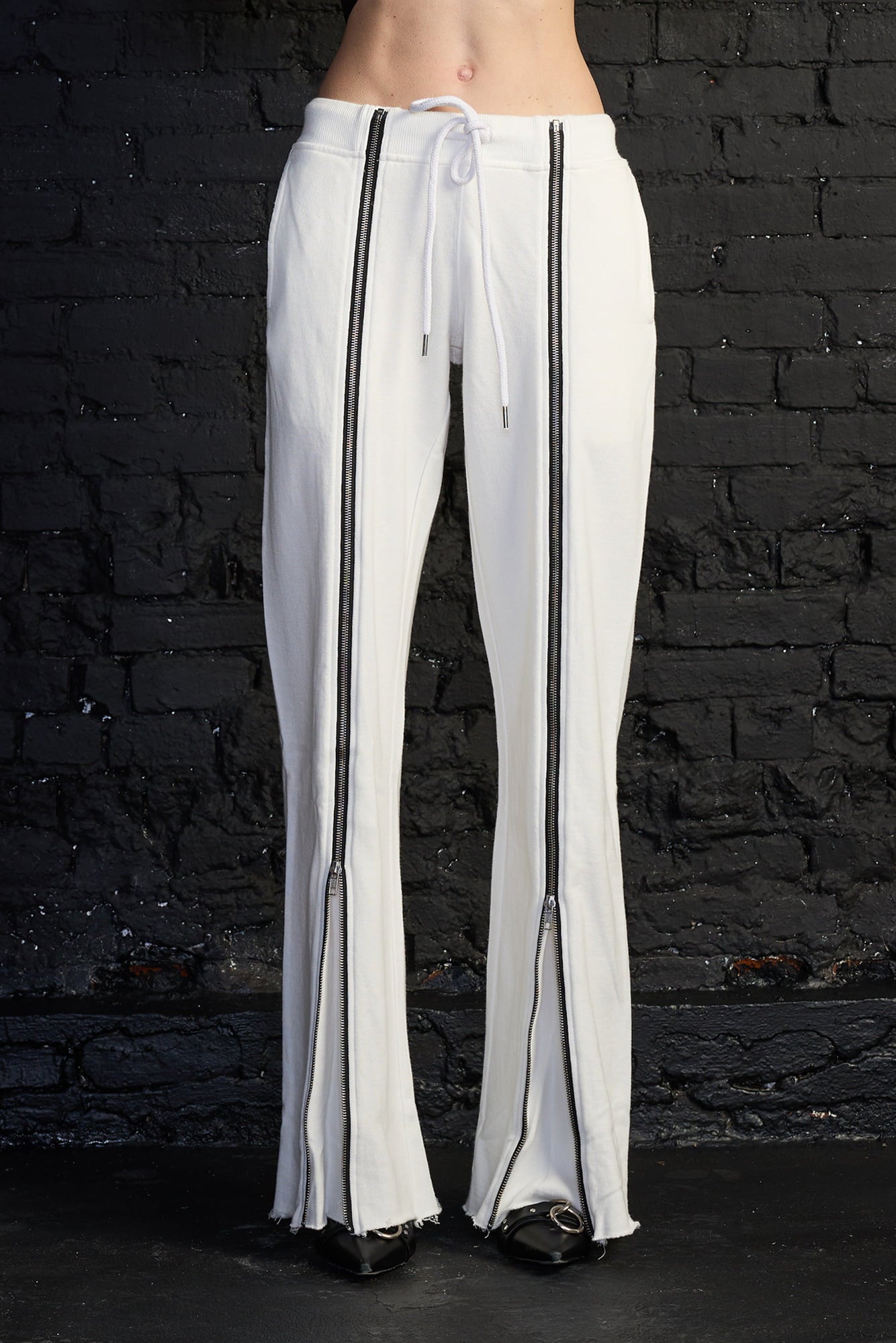 Zippered Wide Leg Sweatpant - White - R13