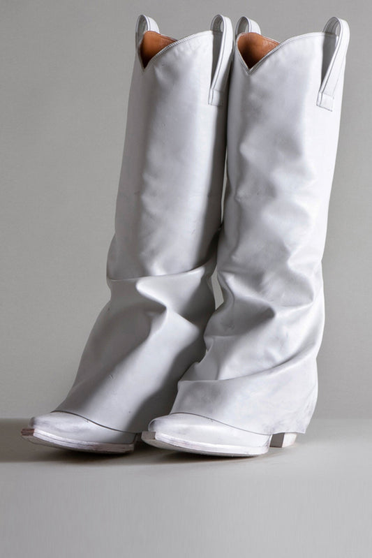 MID COWBOY BOOTS WITH SLEEVE - WHITE