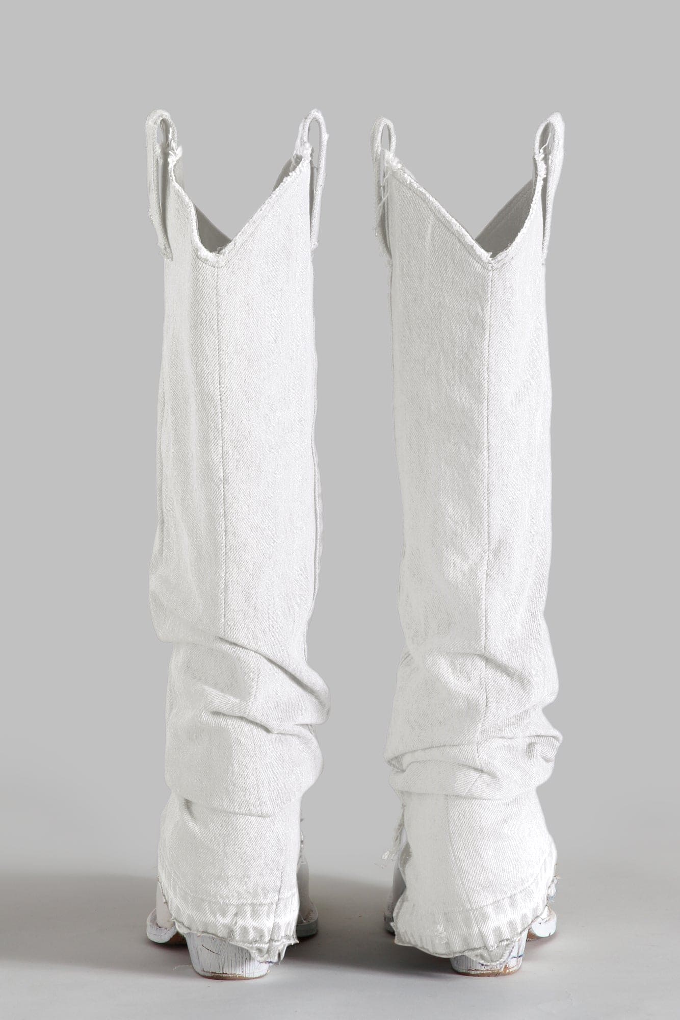 MID COWBOY BOOT WITH SLEEVE - WHITE DENIM