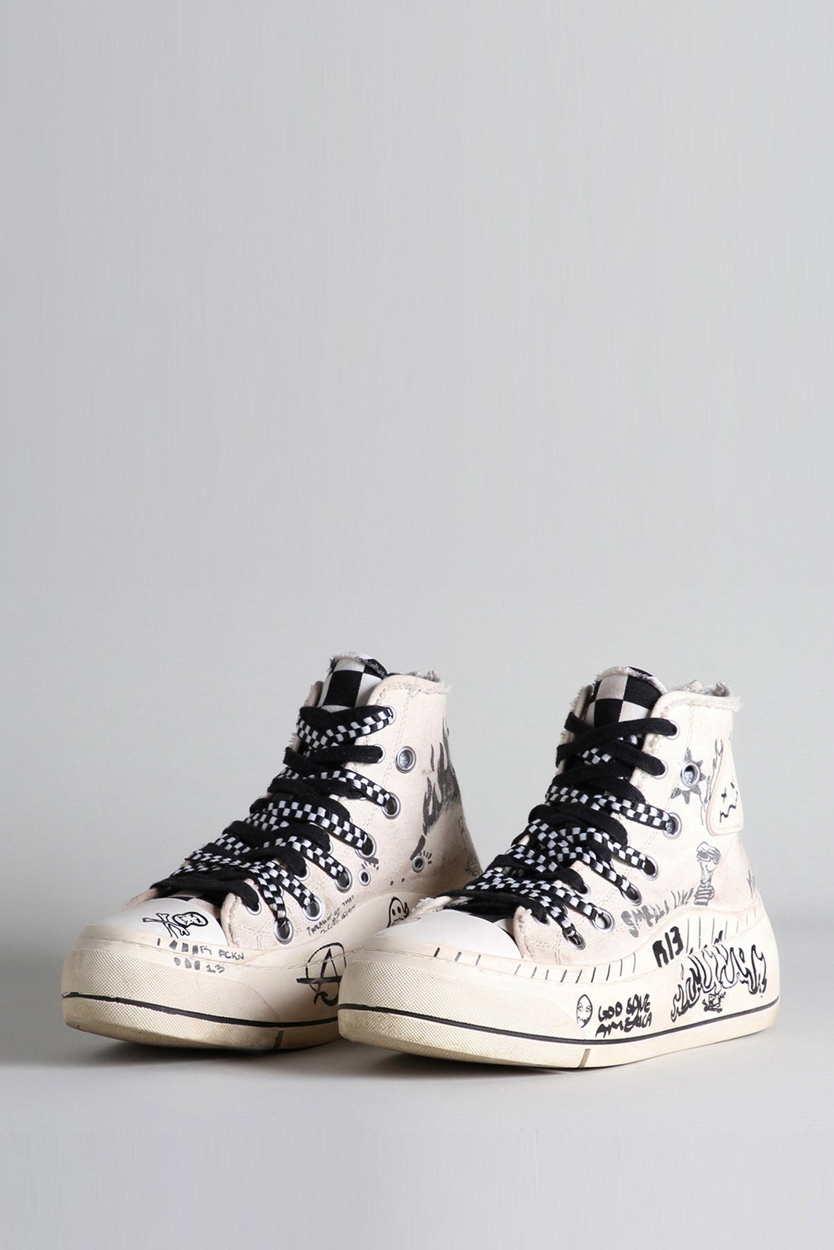 Kurt High Top Sneaker - Ecru Graffiti | R13 Denim Official Site