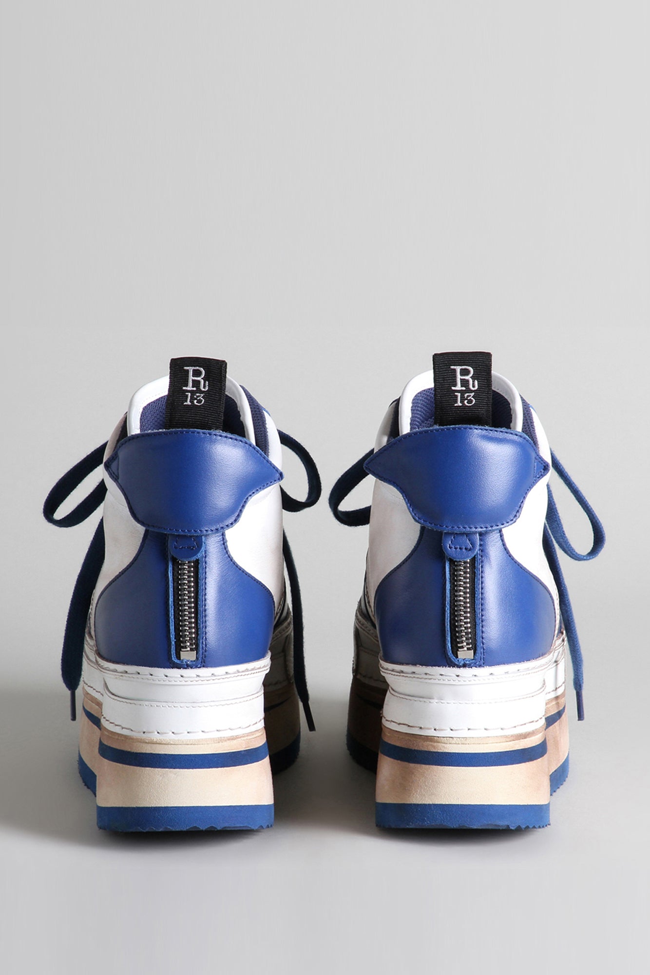 RIOT LEATHER HIGH TOP - BLUE AND WHITE