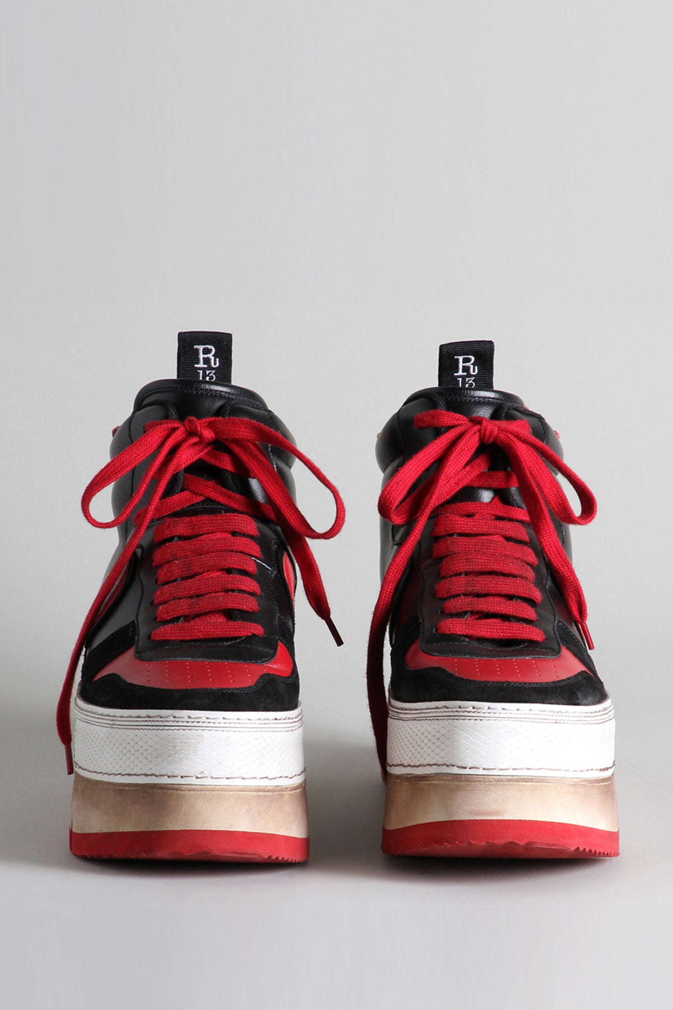 RIOT LEATHER HIGH TOP - RED AND BLACK