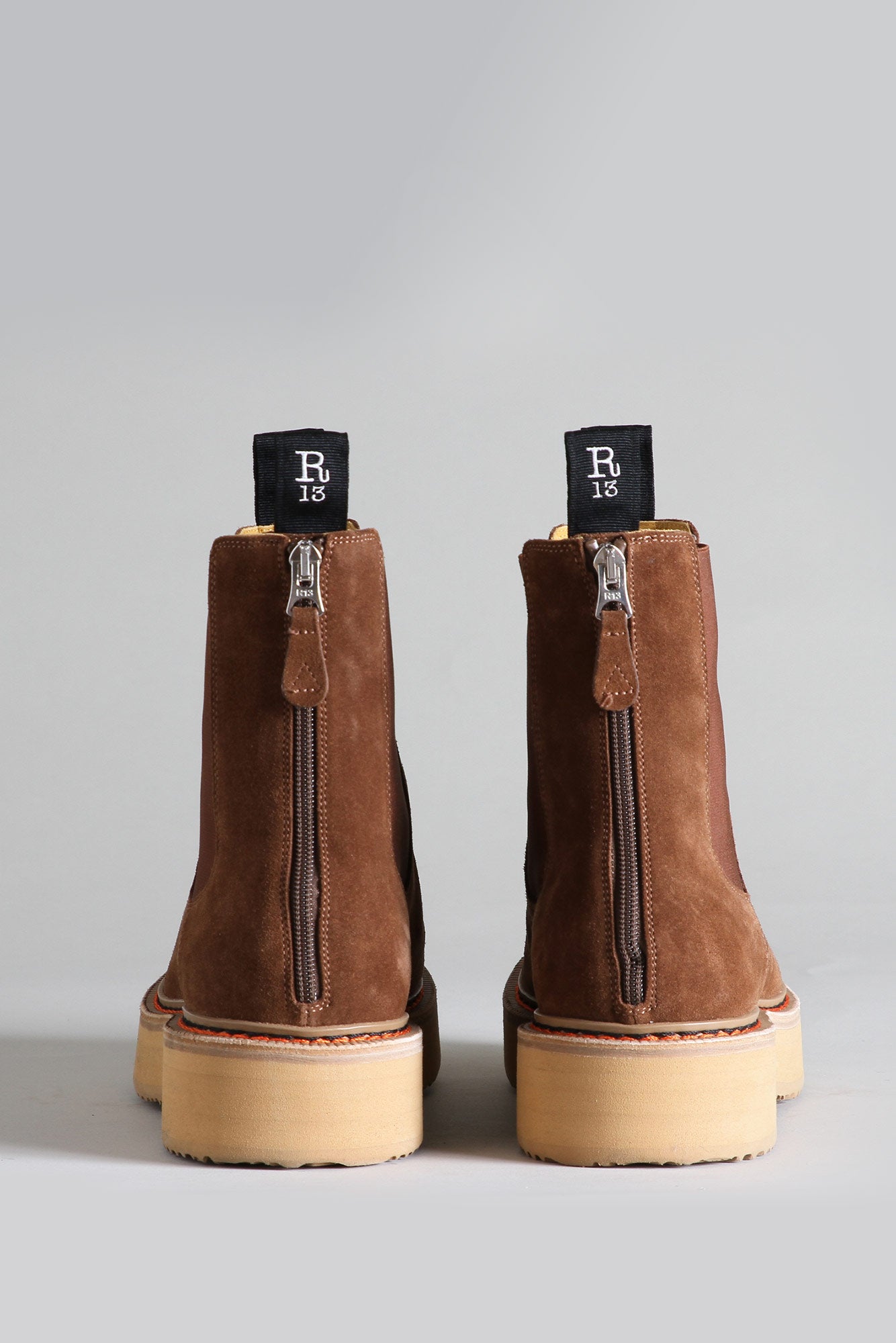 SINGLE STACK CHELSEA BOOT - BROWN SUEDE