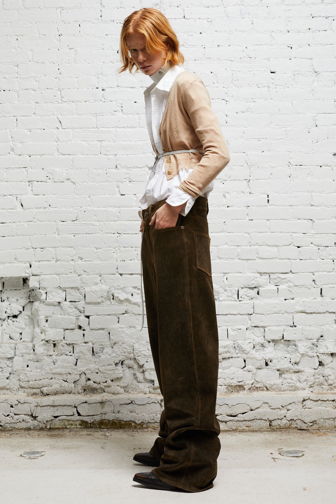 D'ARCY LOOSE LEATHER PANT - BROWN