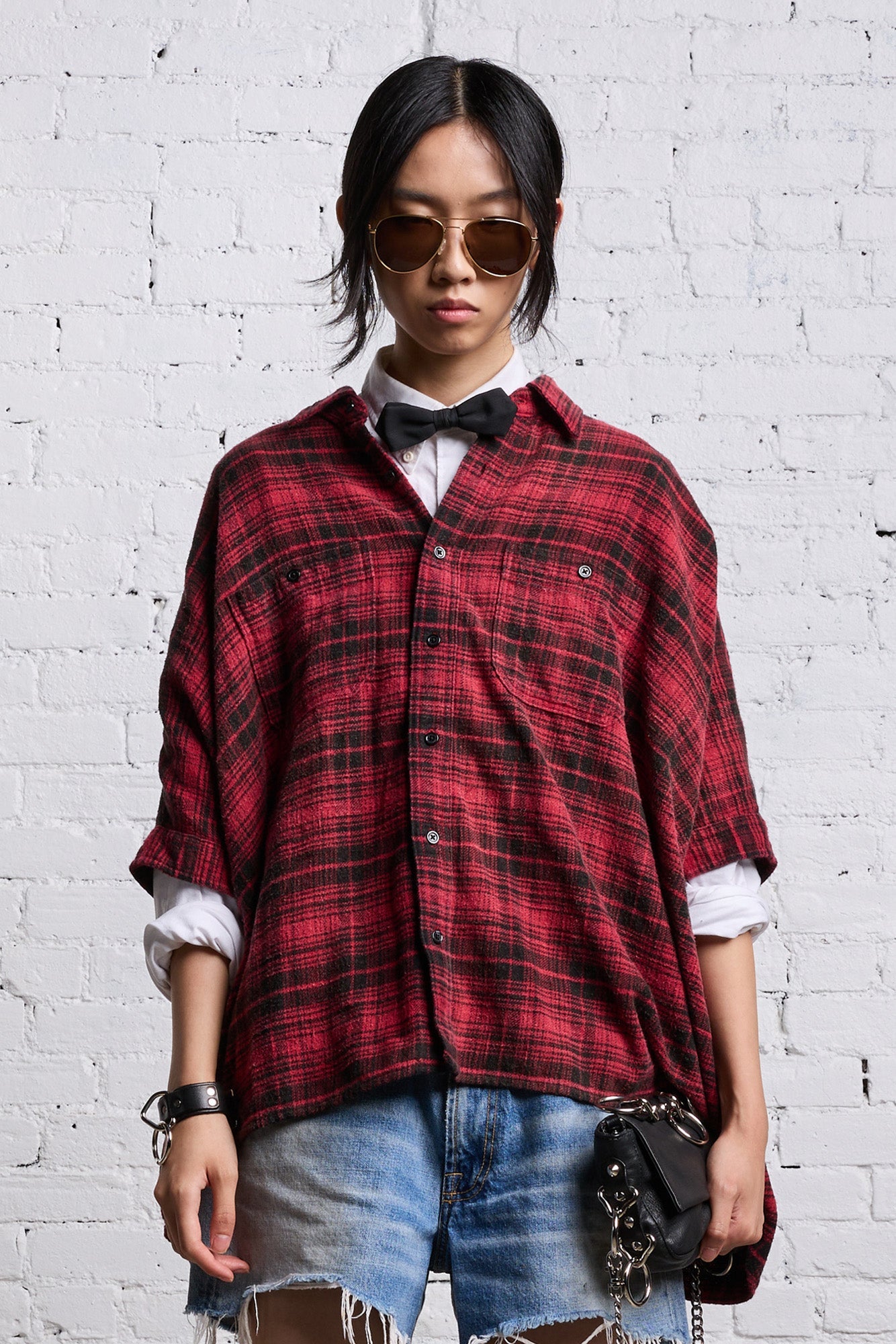 OVERSIZED RELAXED SHIRT - RED AND BLACK