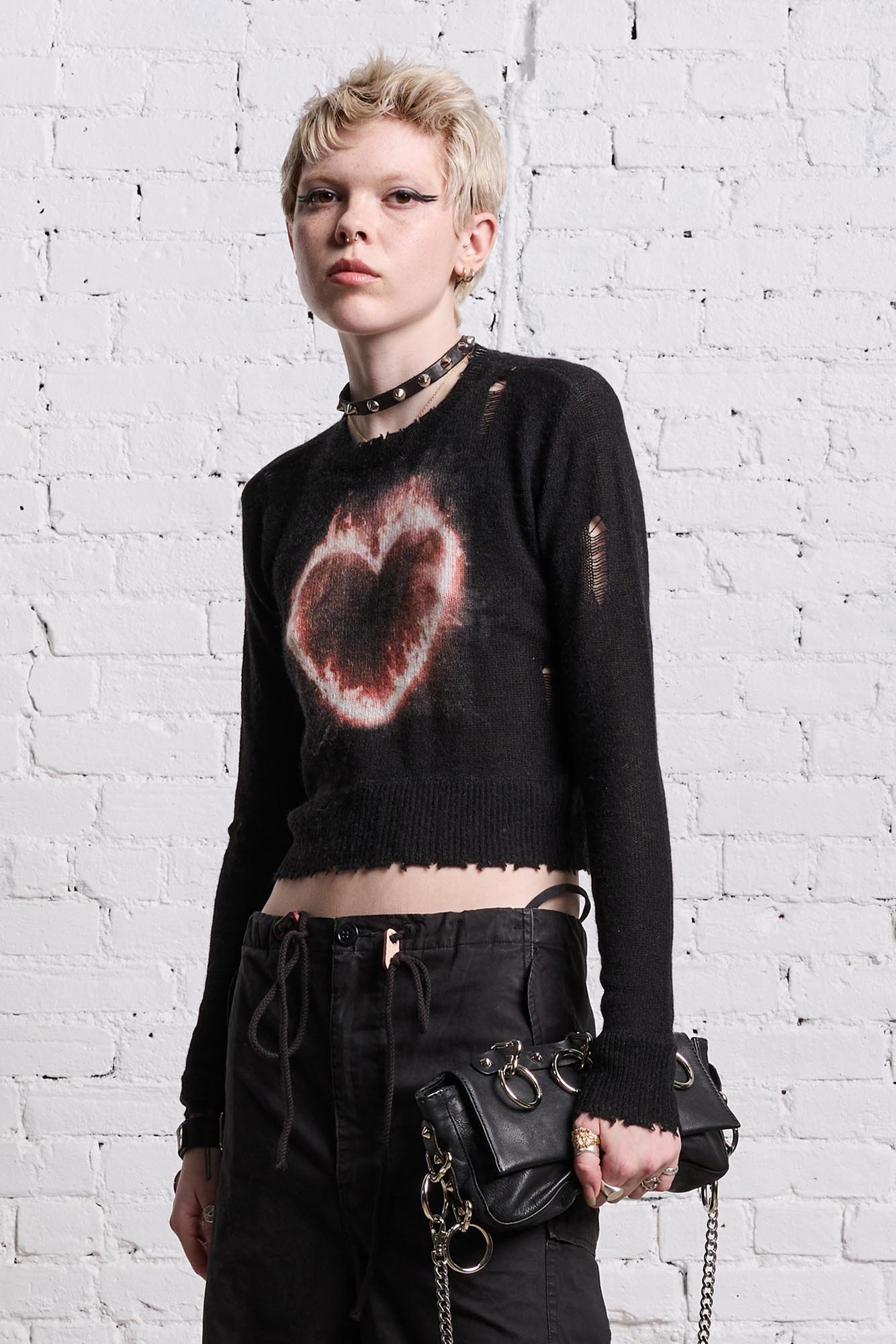 Burning Heart Baby Crewneck - Black
