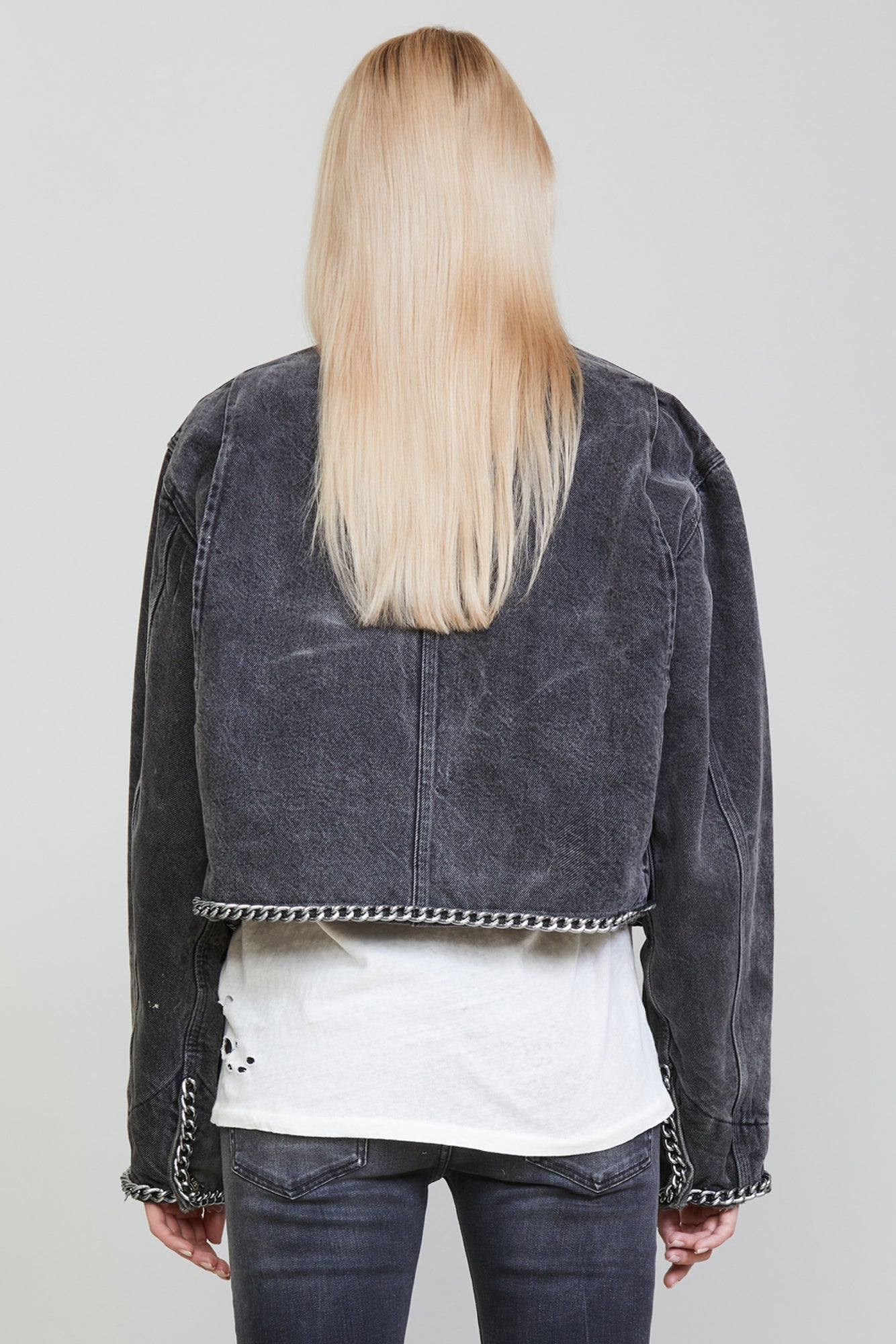 Chain Embellished Cropped Jacket - R13