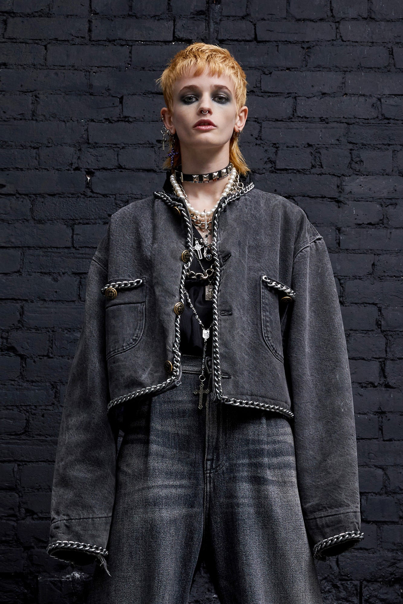 Chain Embellished Cropped Jacket - R13