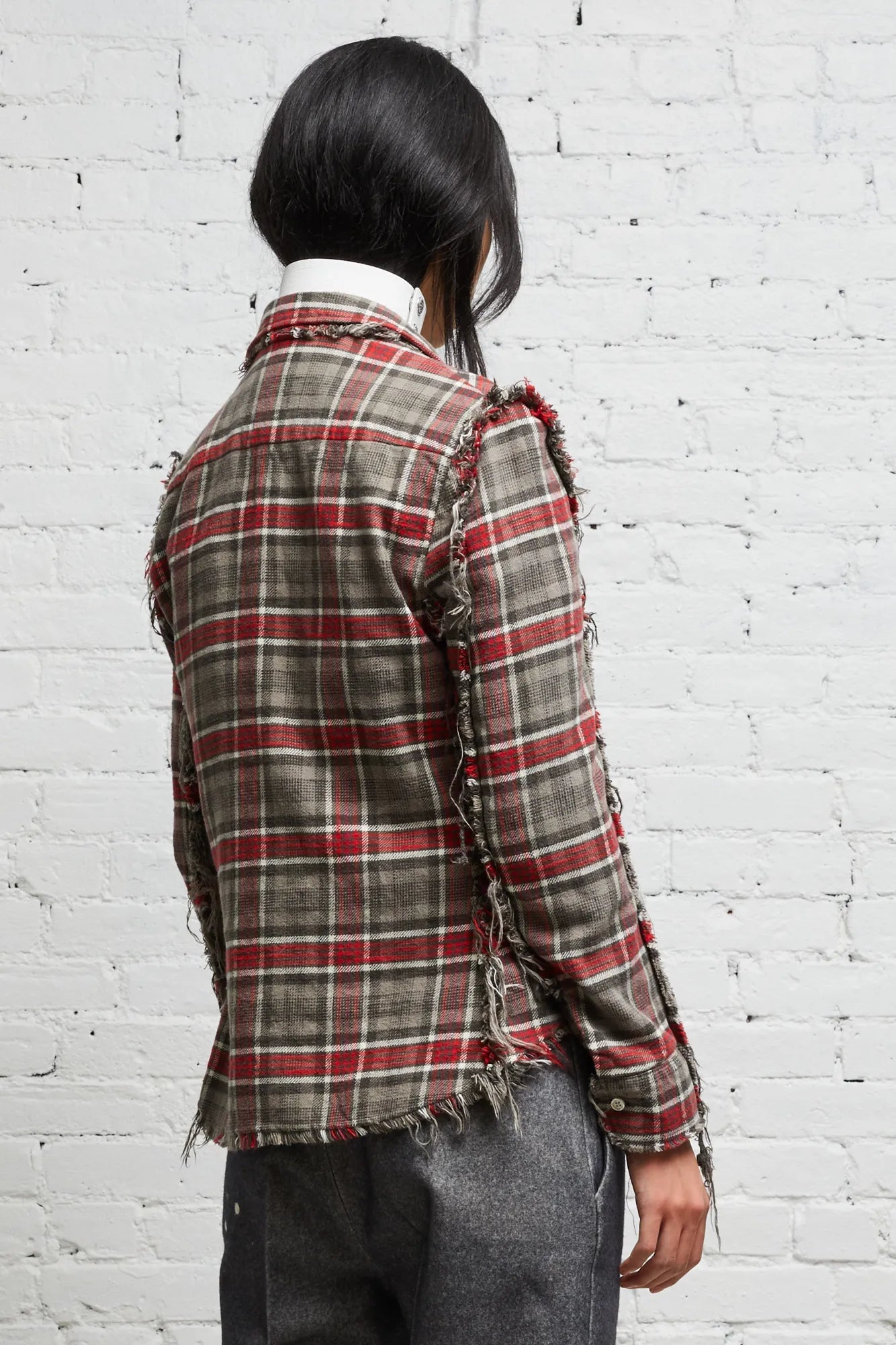 Flat Sleeve Shirt - Grey Plaid - R13