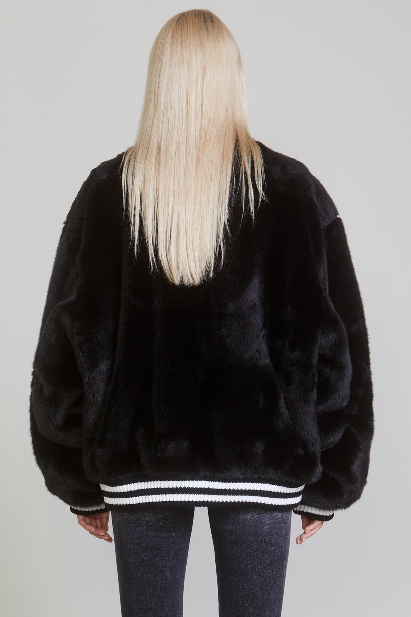 Furry Logo Bomber - Black - R13