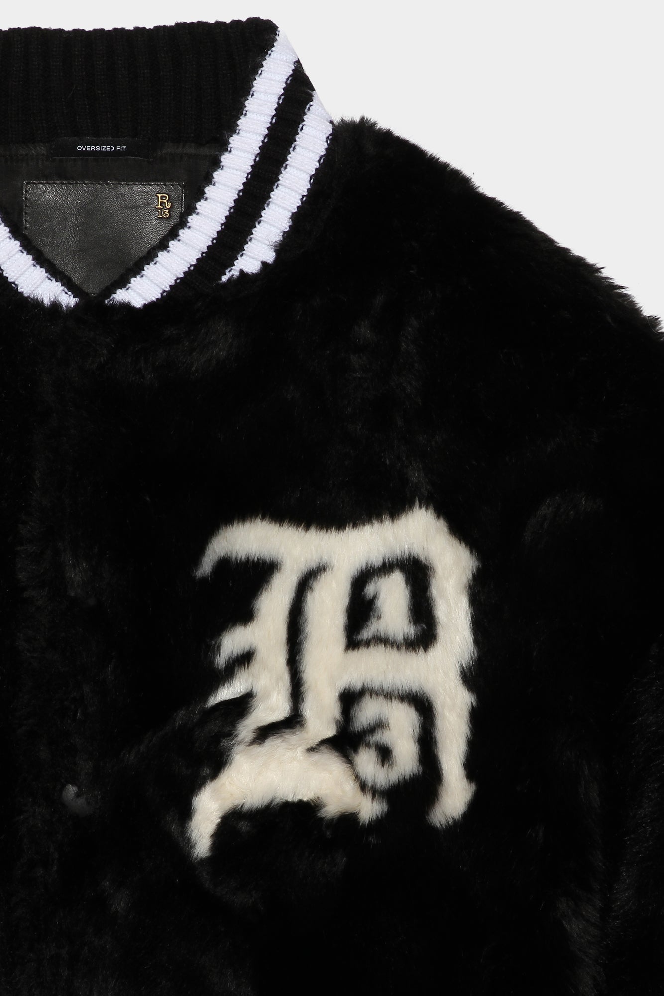 Furry Logo Bomber - Black - R13