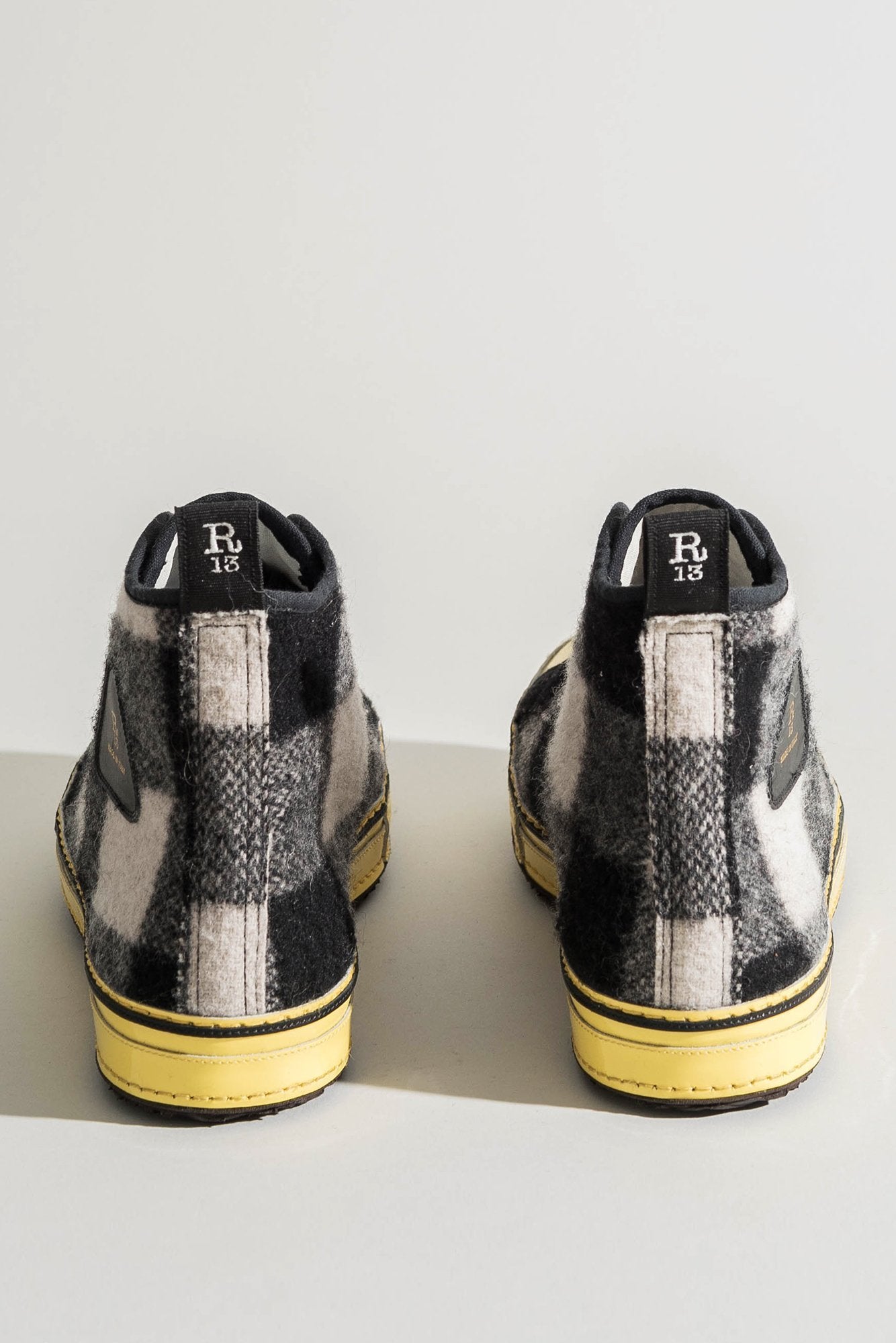 High Top Sneakers - Black And White Plaid - R13
