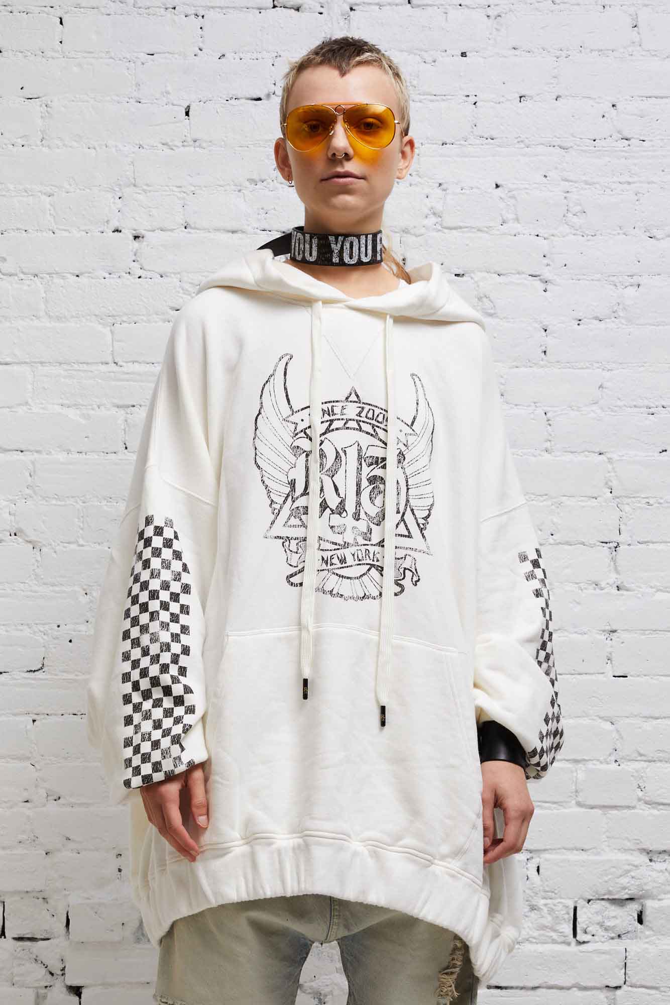 JUMBO SKATE HOODIE - WHITE - R13