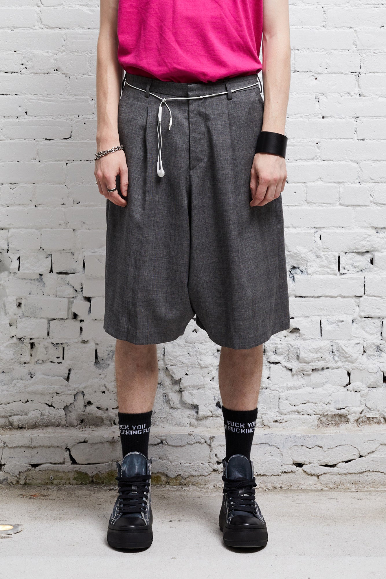 Jumbo Tailored Short - Dark Grey Glen Plaid