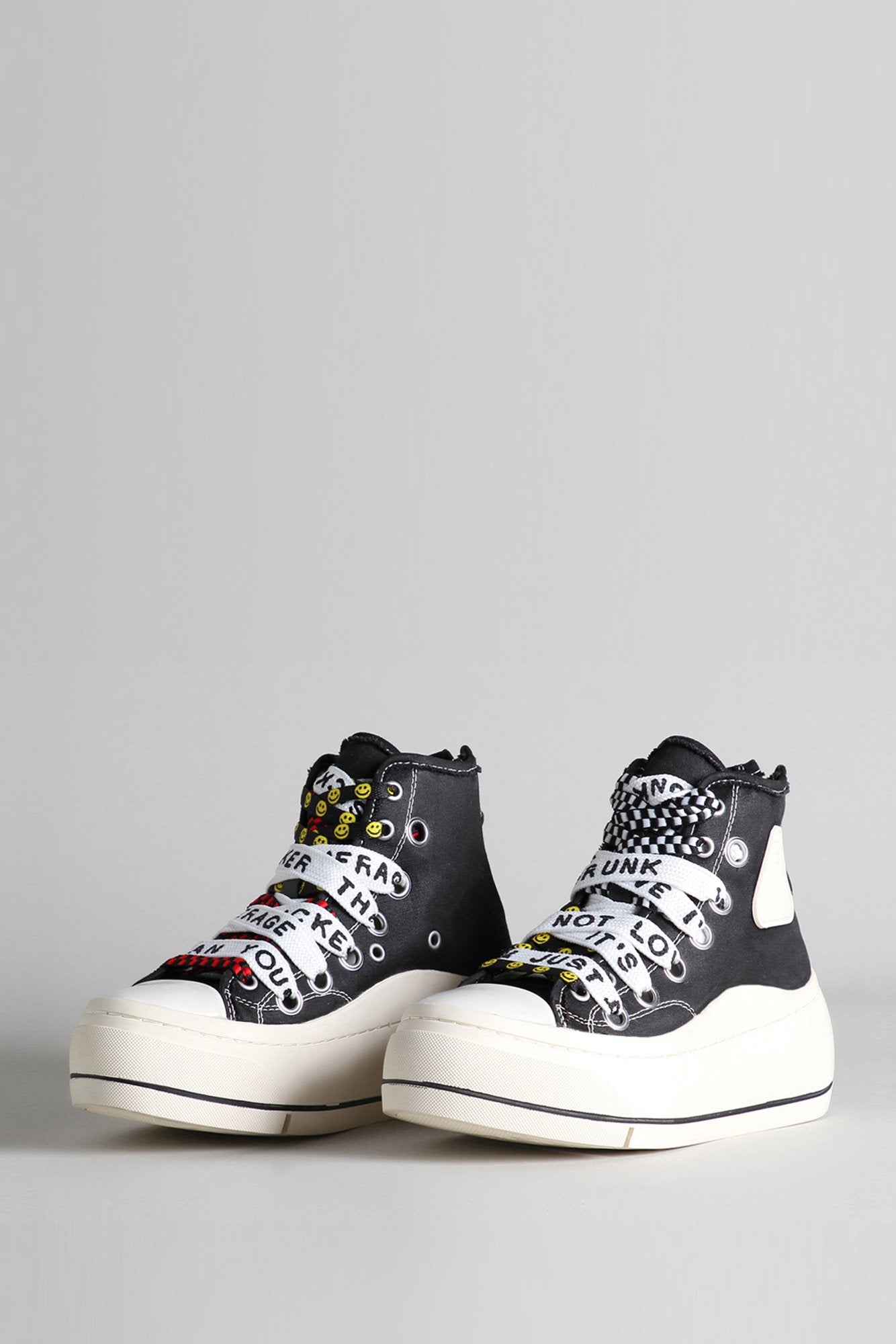 Mens Double Grommet High Top Sneaker - Black