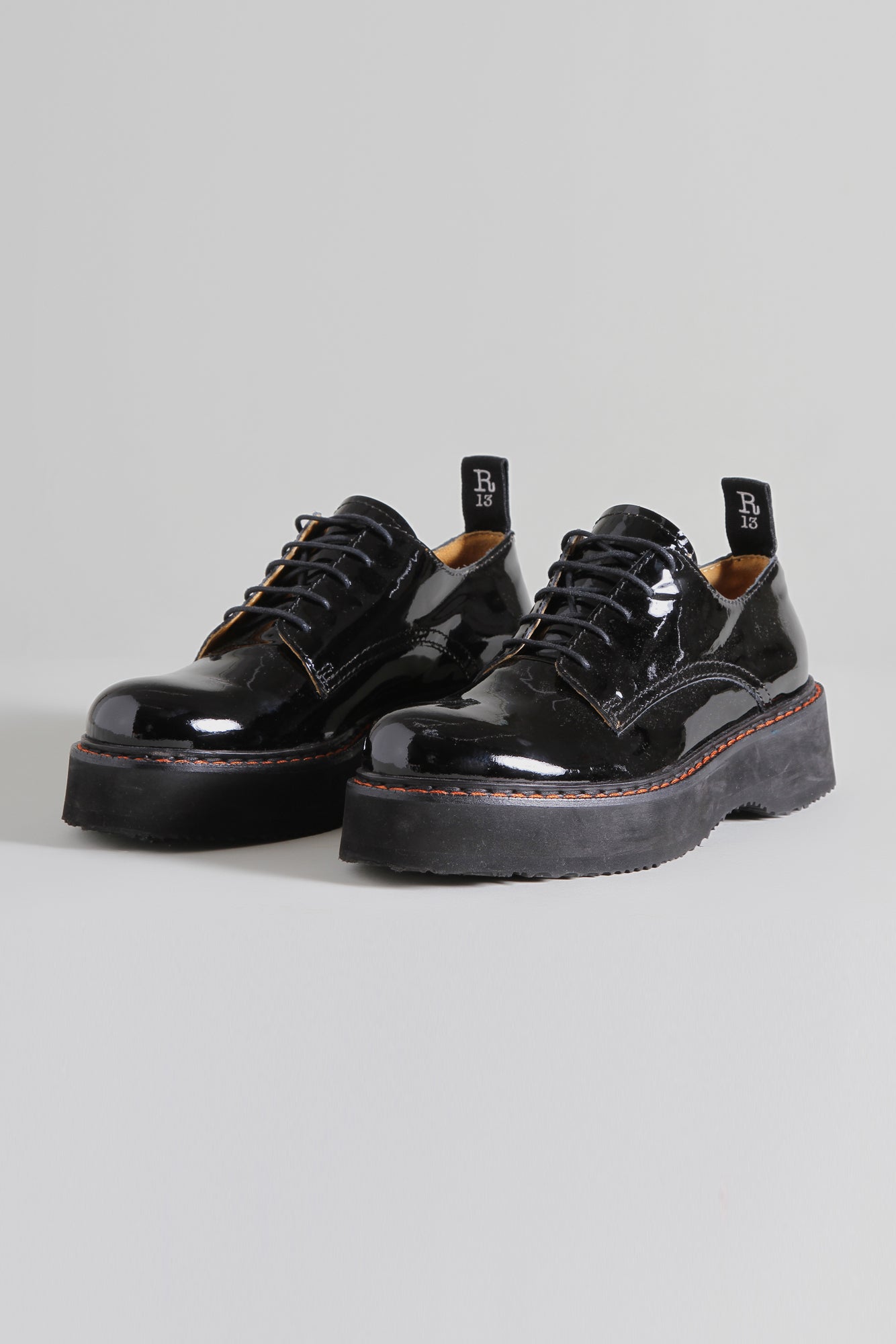 MEN'S SINGLE STACK OXFORD - BLACK PATENT - R13