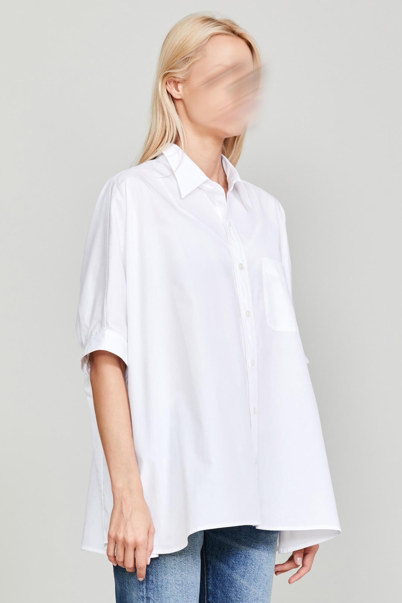 Oversized Boxy Button Up - White - R13