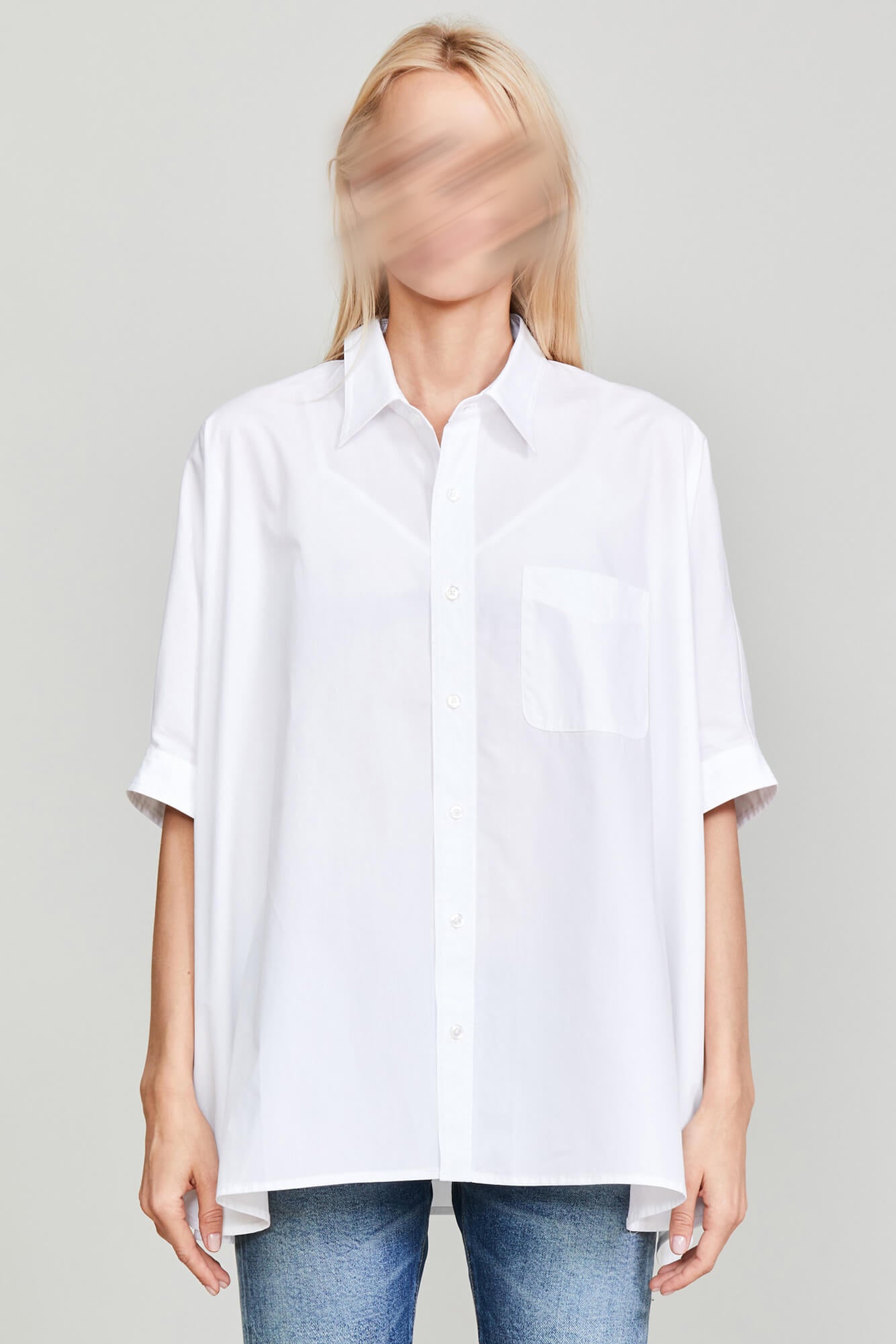 Oversized Boxy Button Up - White - R13