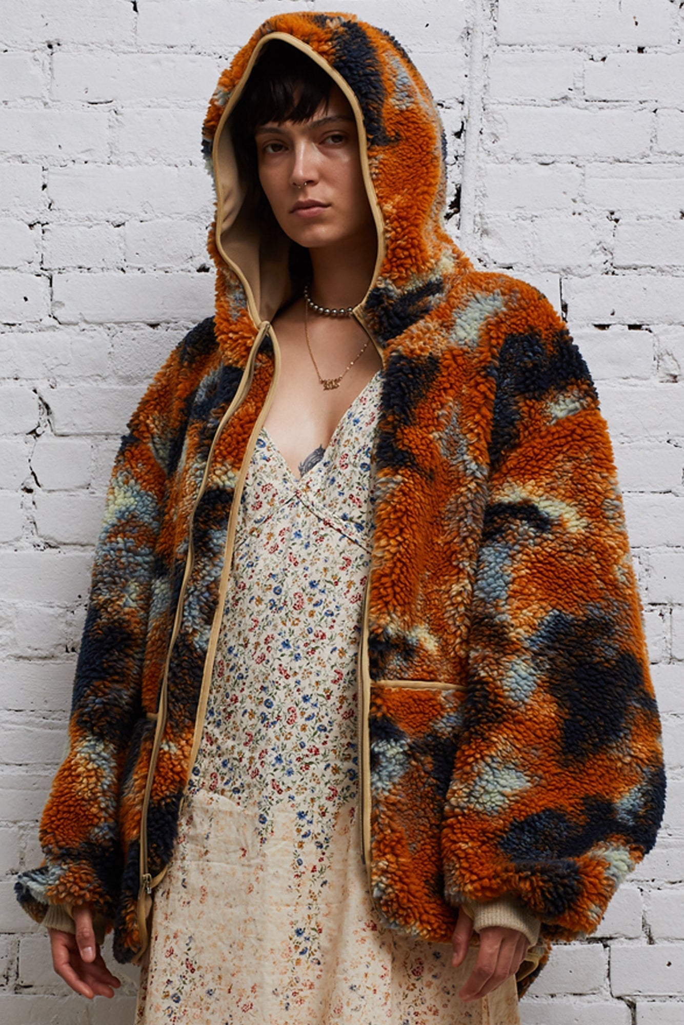Oversized Fleece Hoodie - Rust Camo - R13
