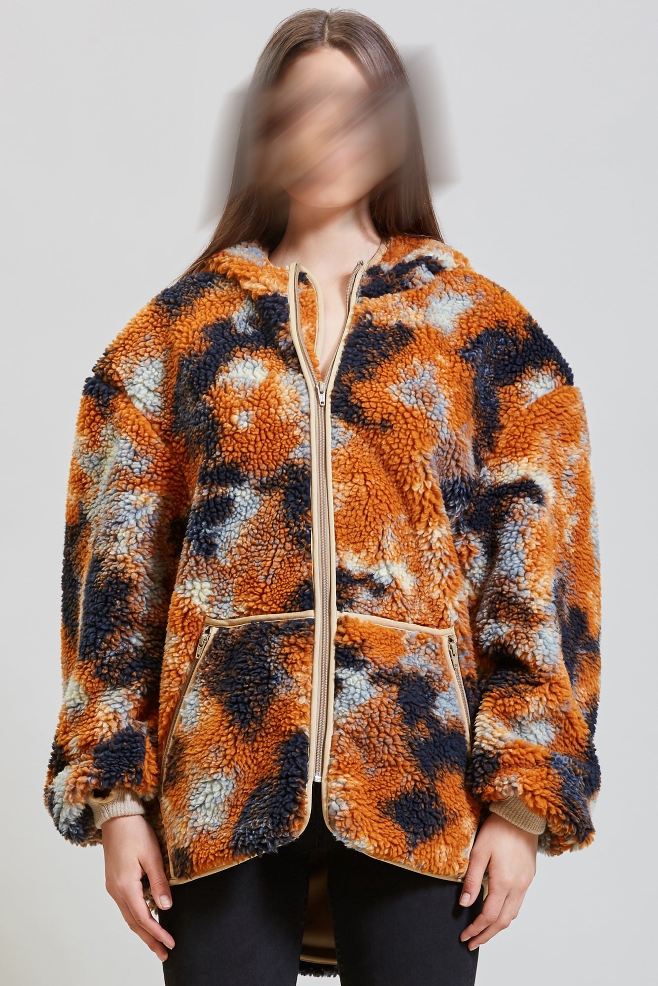 Oversized Fleece Hoodie - Rust Camo - R13
